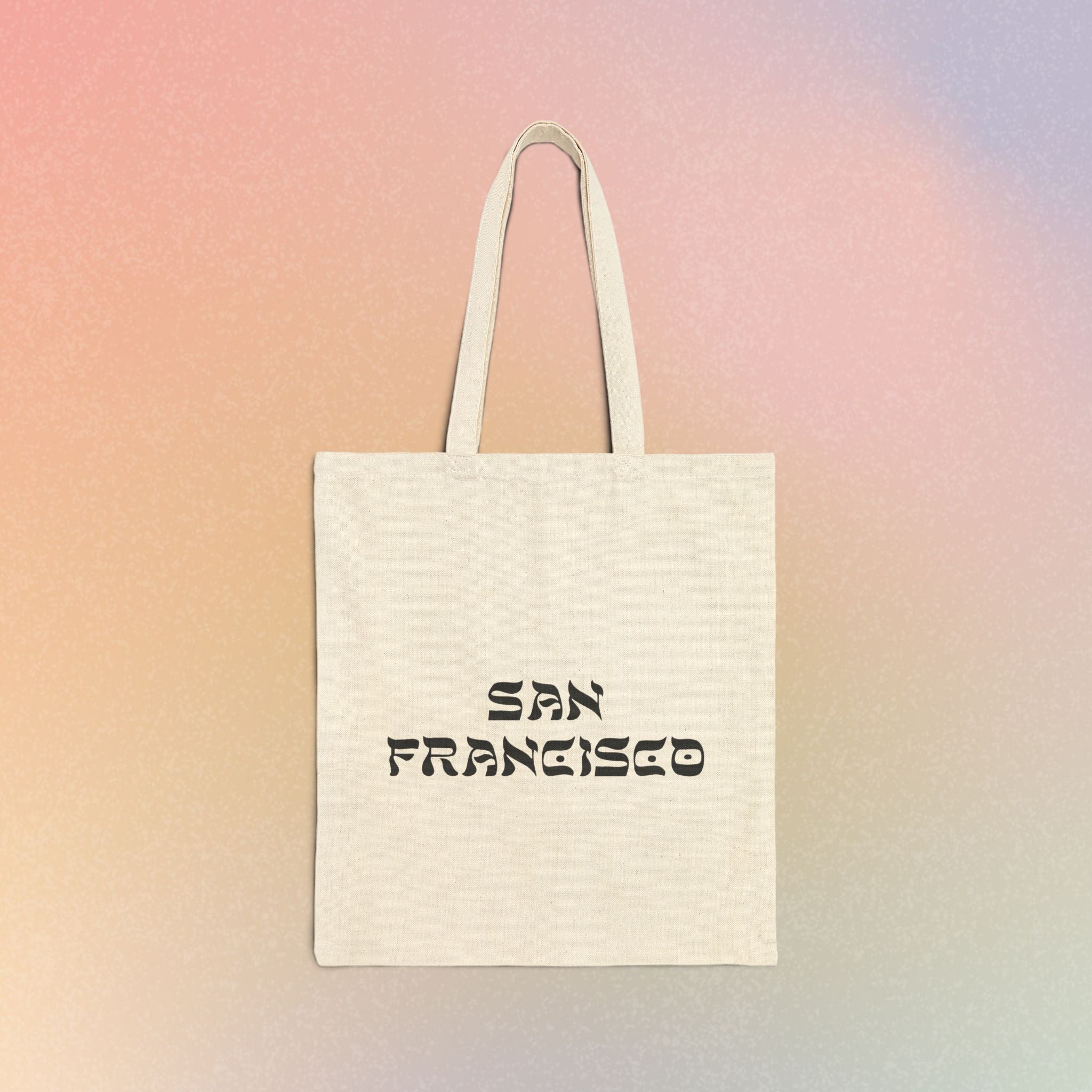 San Francisco Hebrew Style Font Cotton Canvas Tote Bag - California Jewish Pride