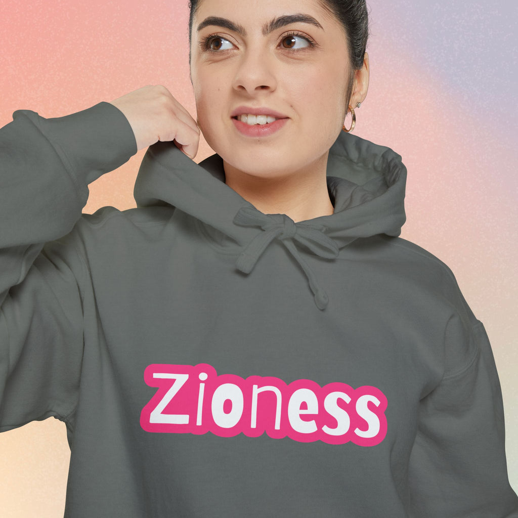 Zioness Hoodie — Pink Retro Logo Pullover