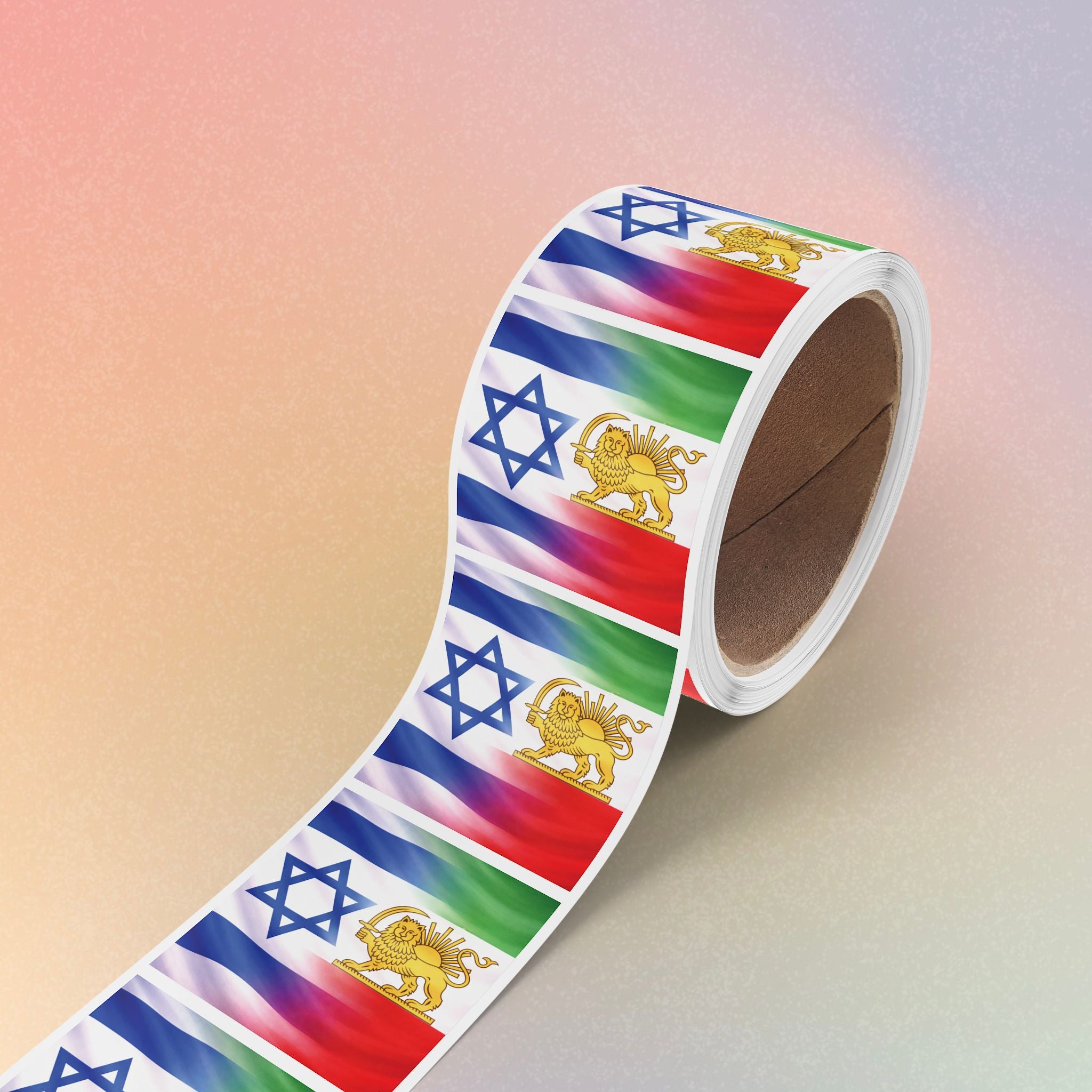 Persian and Israeli Flag Sticker Square Rolls