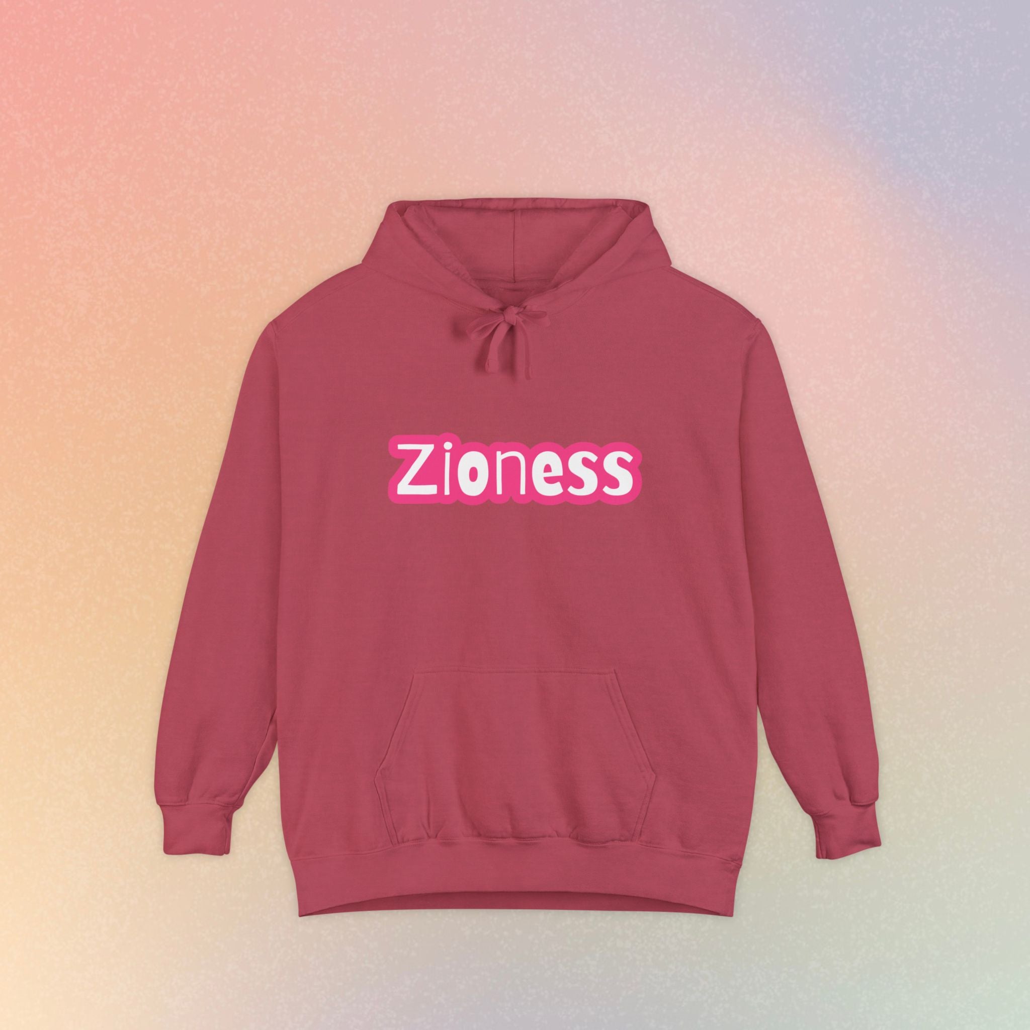 Zioness Hoodie — Pink Retro Logo Pullover