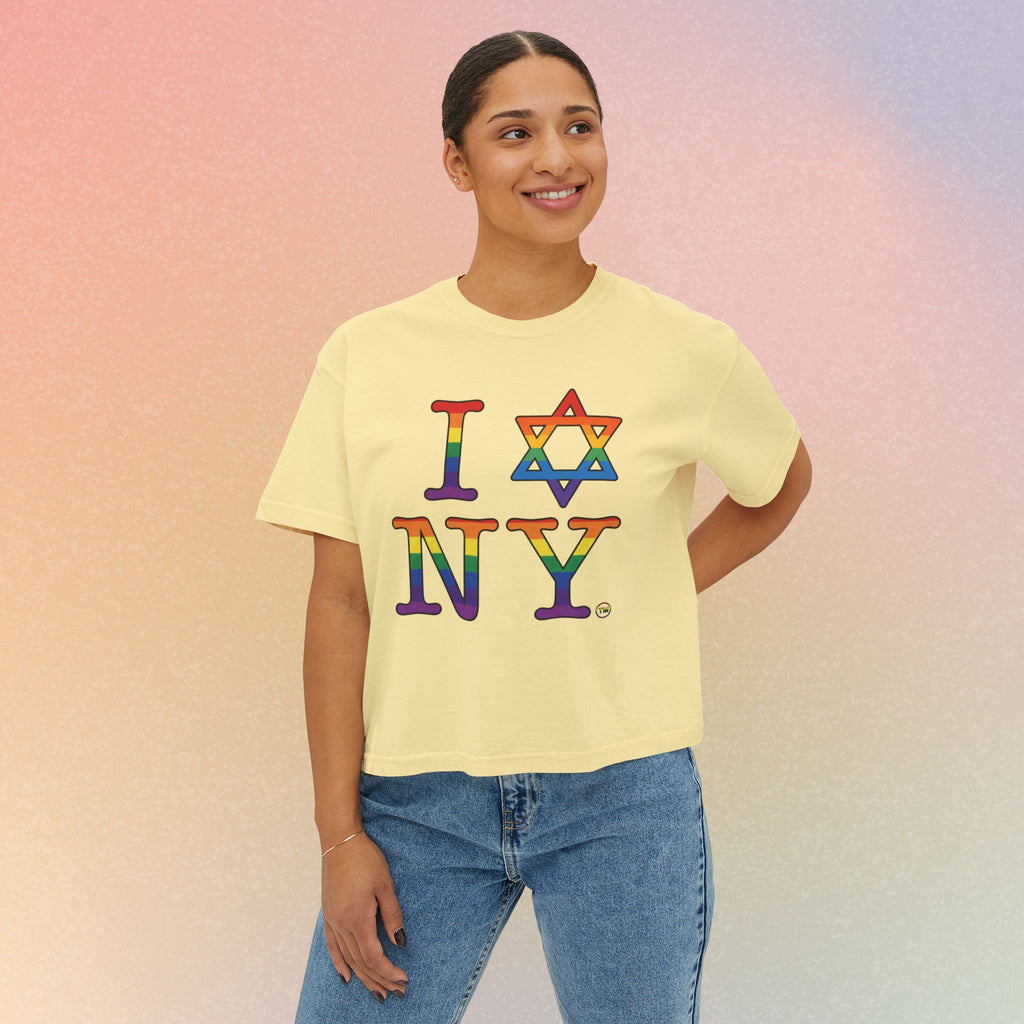 I Love NY Jewish Star LGBTQ Jewish Pride Women's Boxy Tee