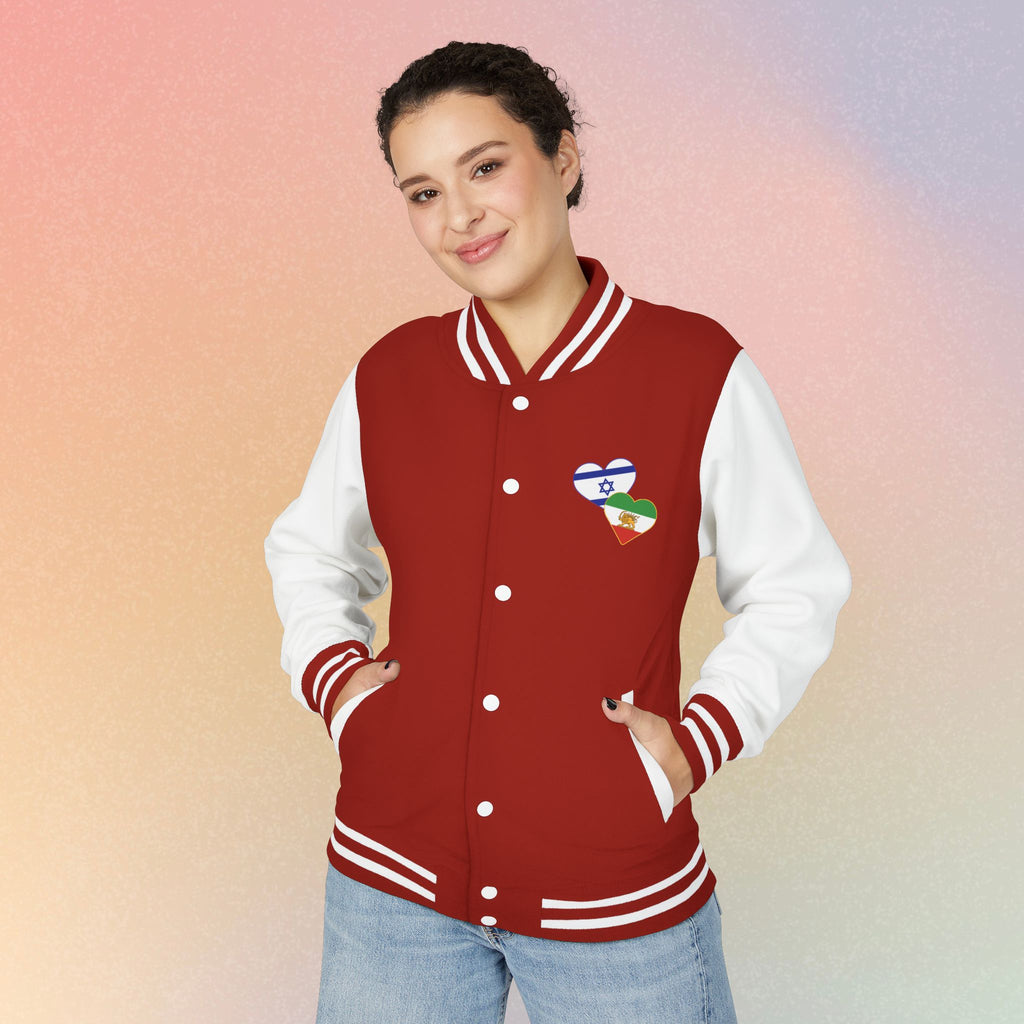 Persian Israeli Heart Flag Letterman Jacket | Varsity Jacket