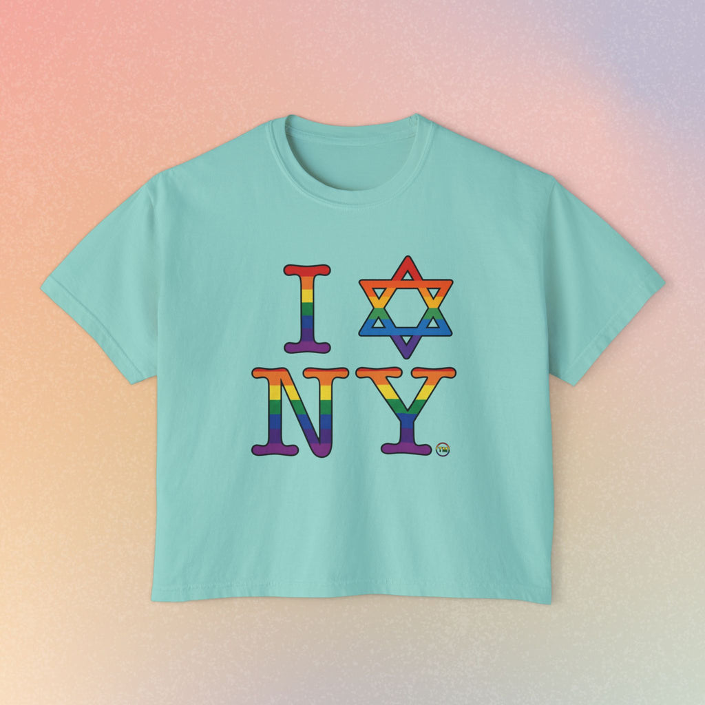 I Love NY Jewish Star LGBTQ Jewish Pride Women's Boxy Tee