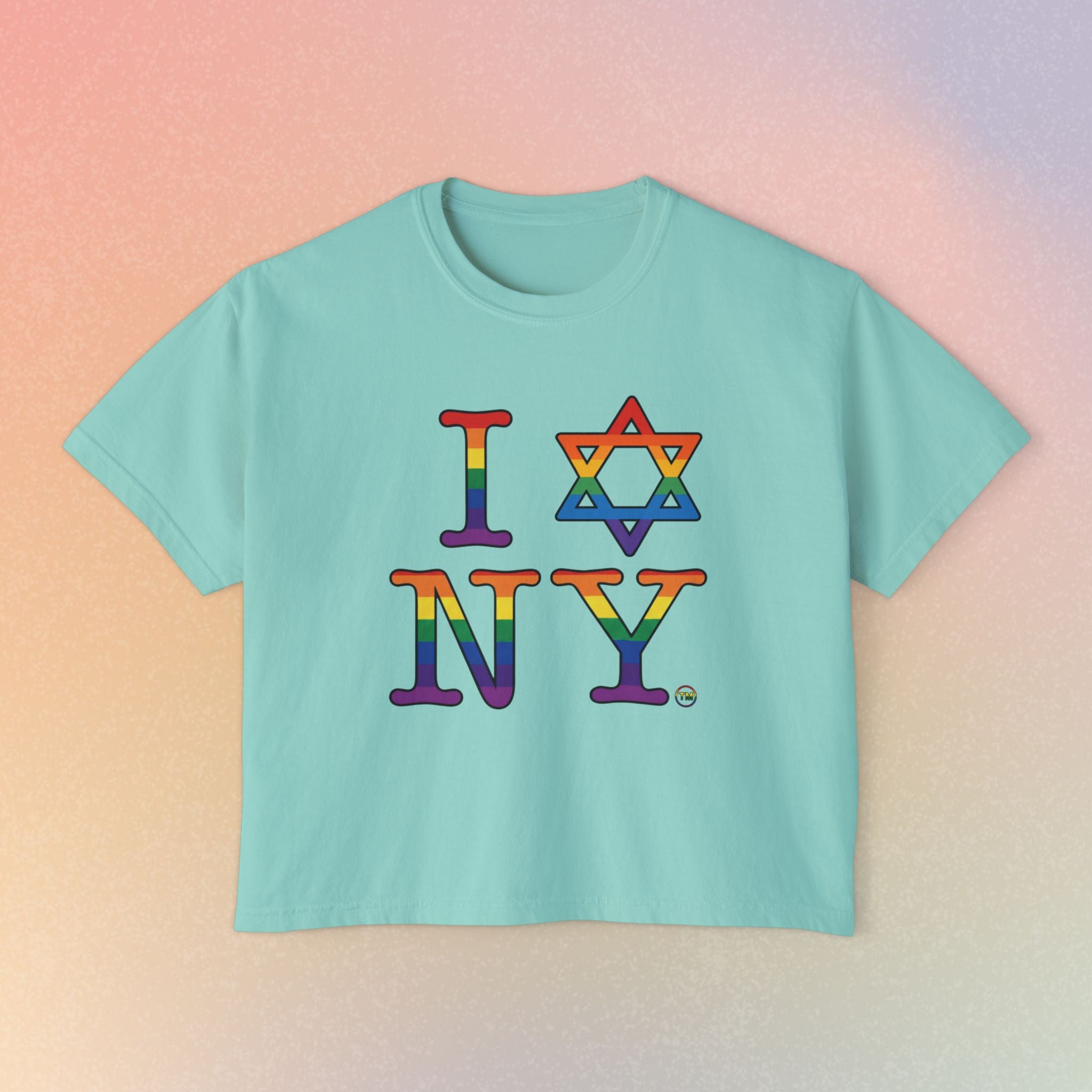 I Love NY Jewish Star LGBTQ Jewish Pride Women's Boxy Tee