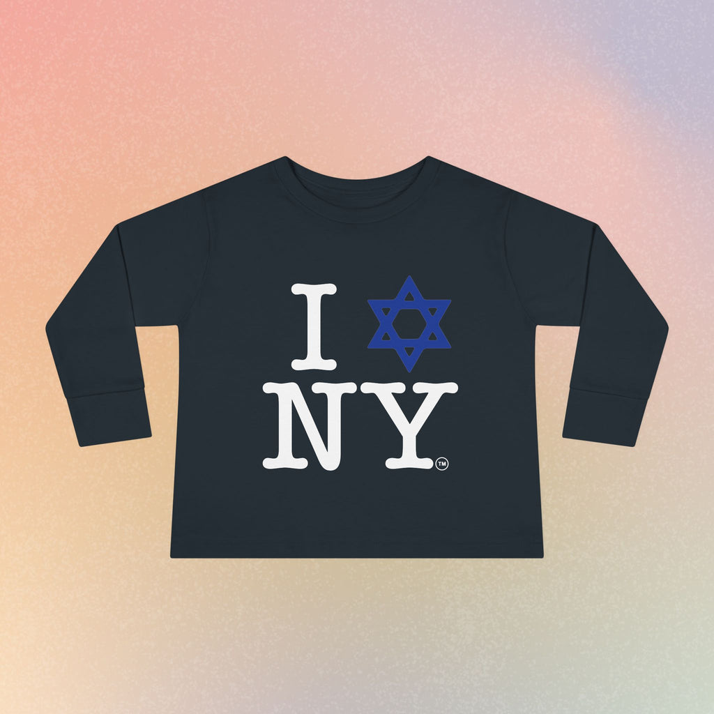 I Love NY Jewish Star Toddler Long Sleeve Tee | Jewish New York Pride Kids Shirt