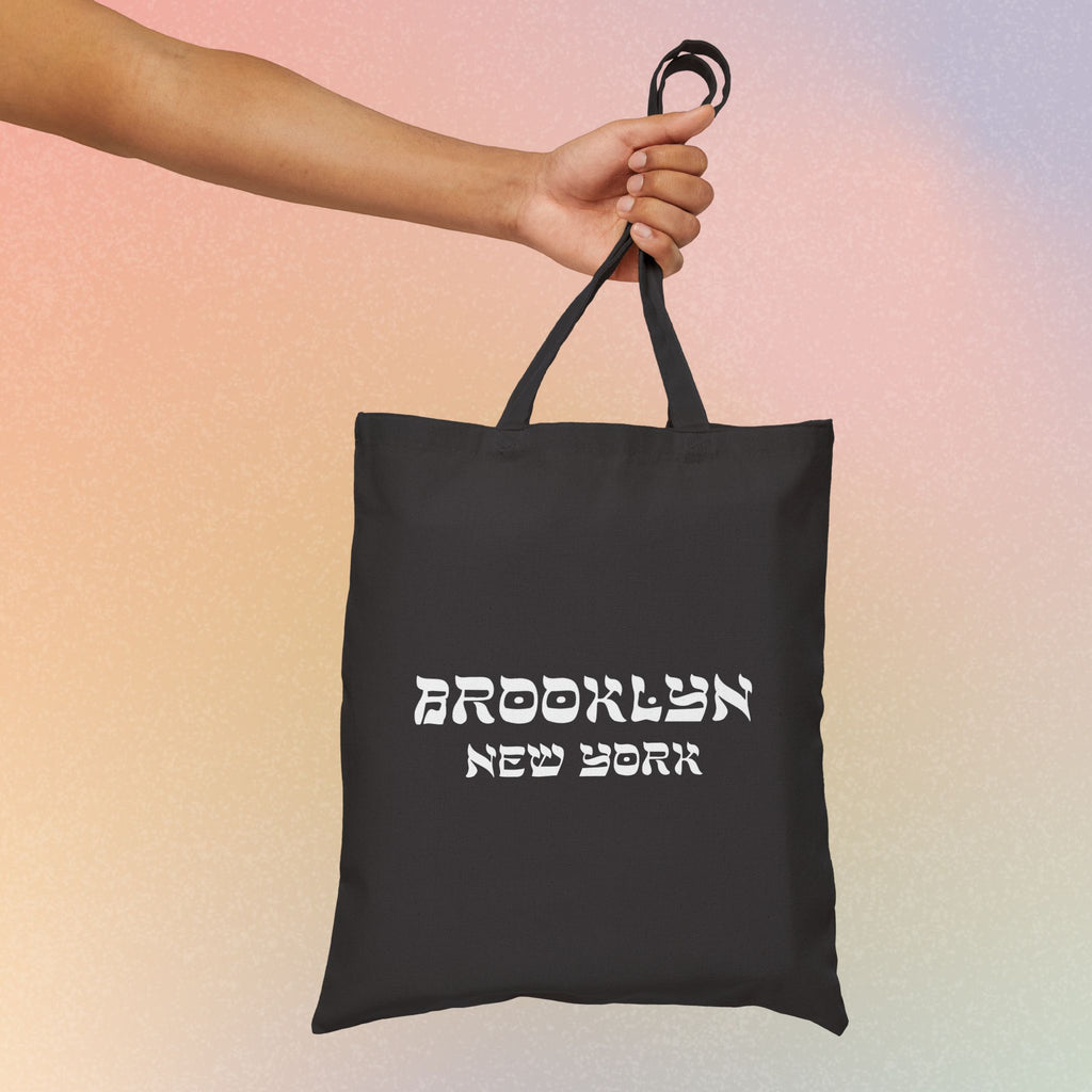 Brooklyn New York Hebrew Style Font Cotton Canvas Tote Bag