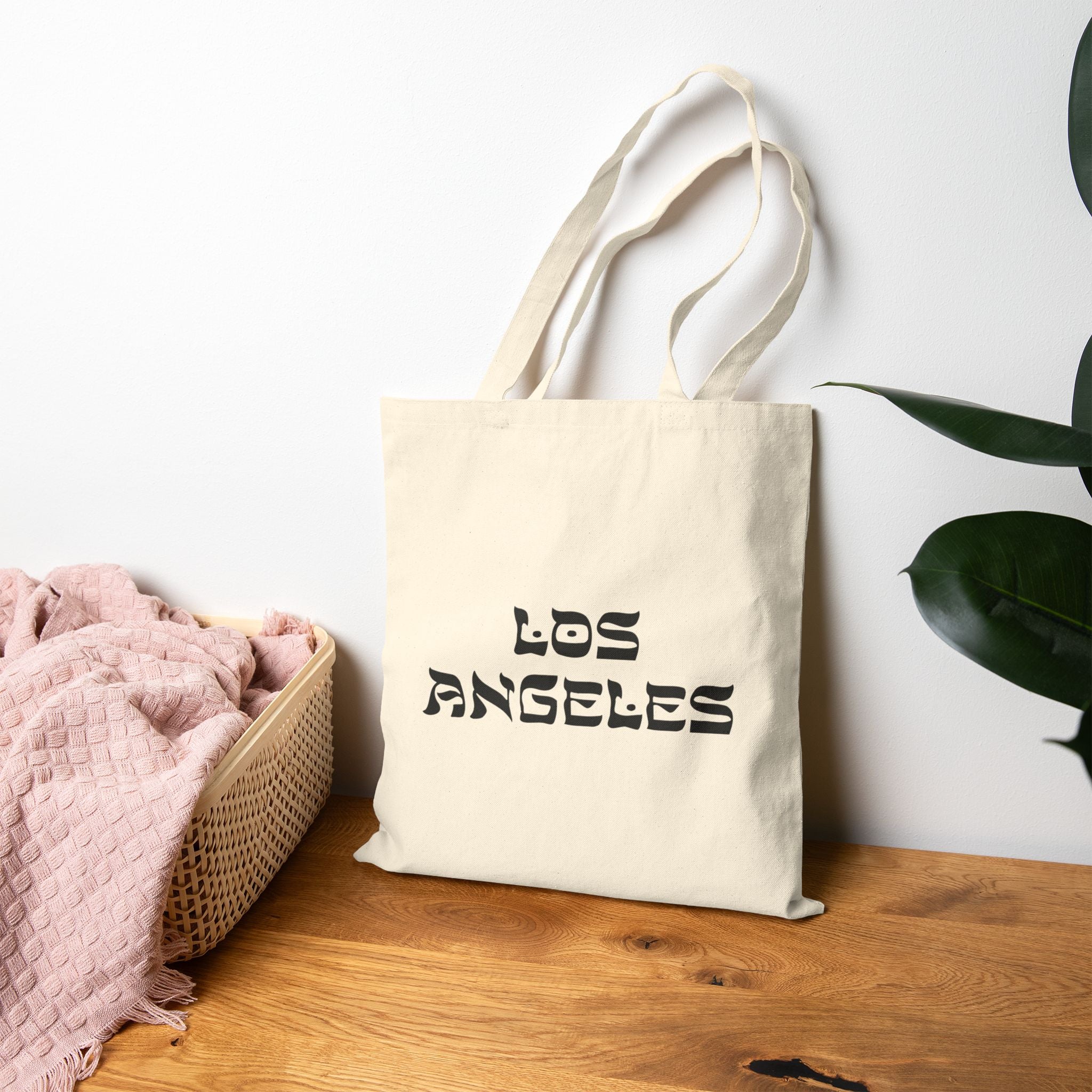 Los Angeles Hebrew Style Font Cotton Canvas Tote Bag - LA Jewish Pride