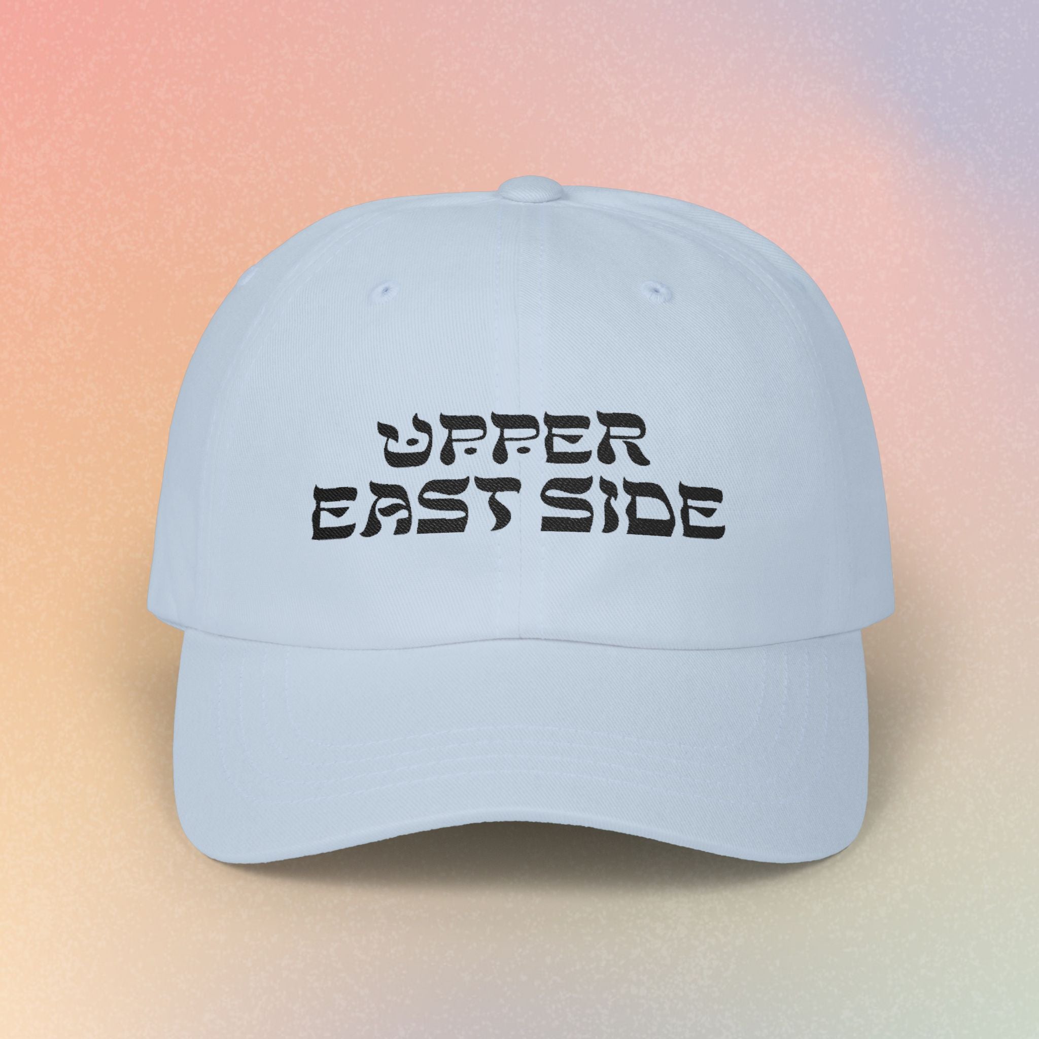 Upper East Side Hebrew Font Baseball Cap | NYC Jewish Pride (Light Colors)