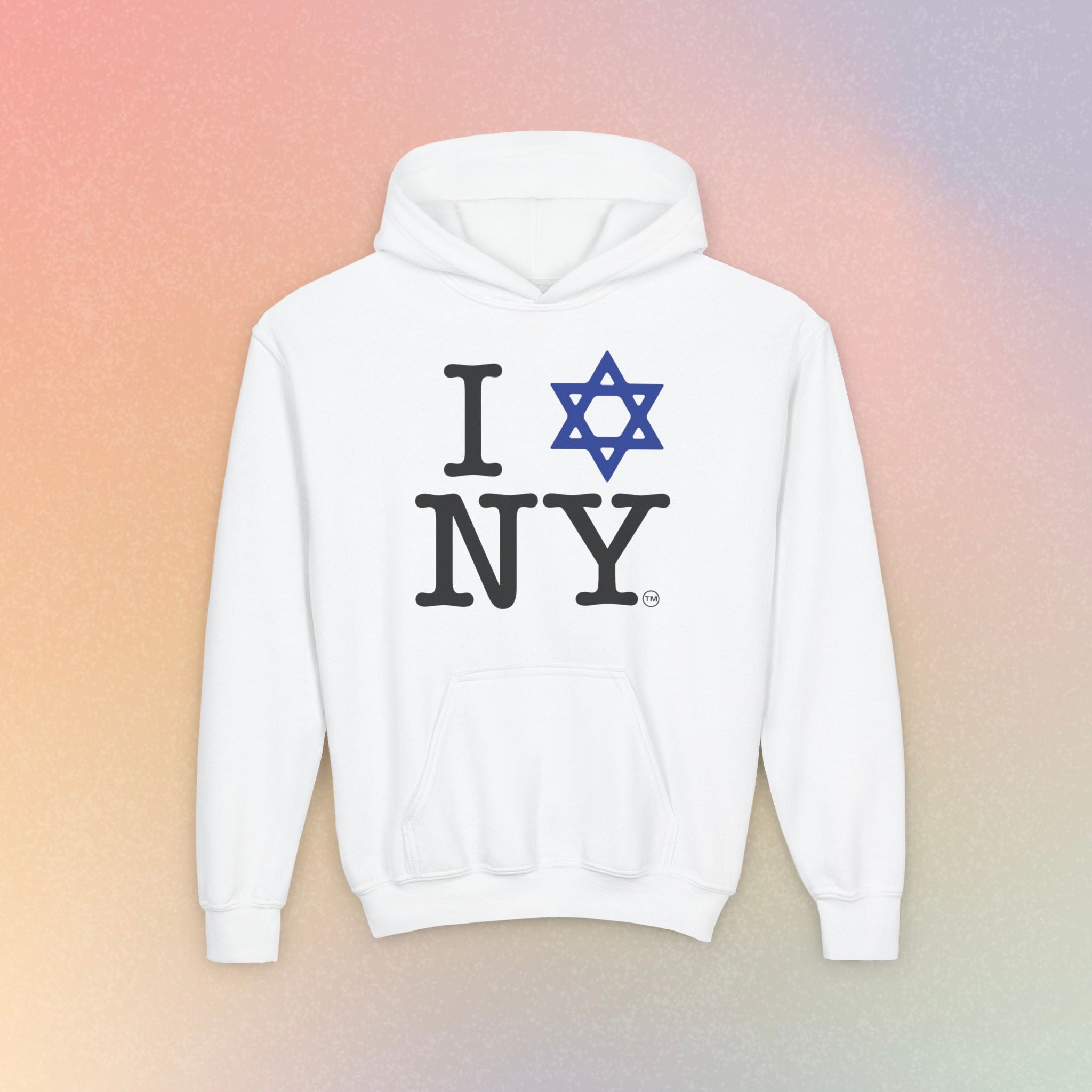 Youth Size I Love NY Jewish Star Hoodie | Jewish New York Pride Sweatshirt