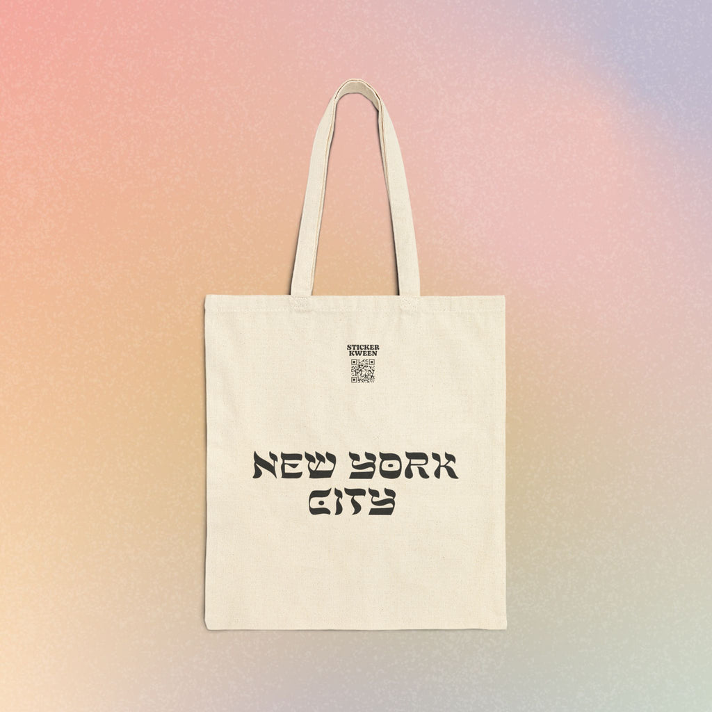 New York City Hebrew Style Font Cotton Canvas Tote Bag - NYC Jewish Pride