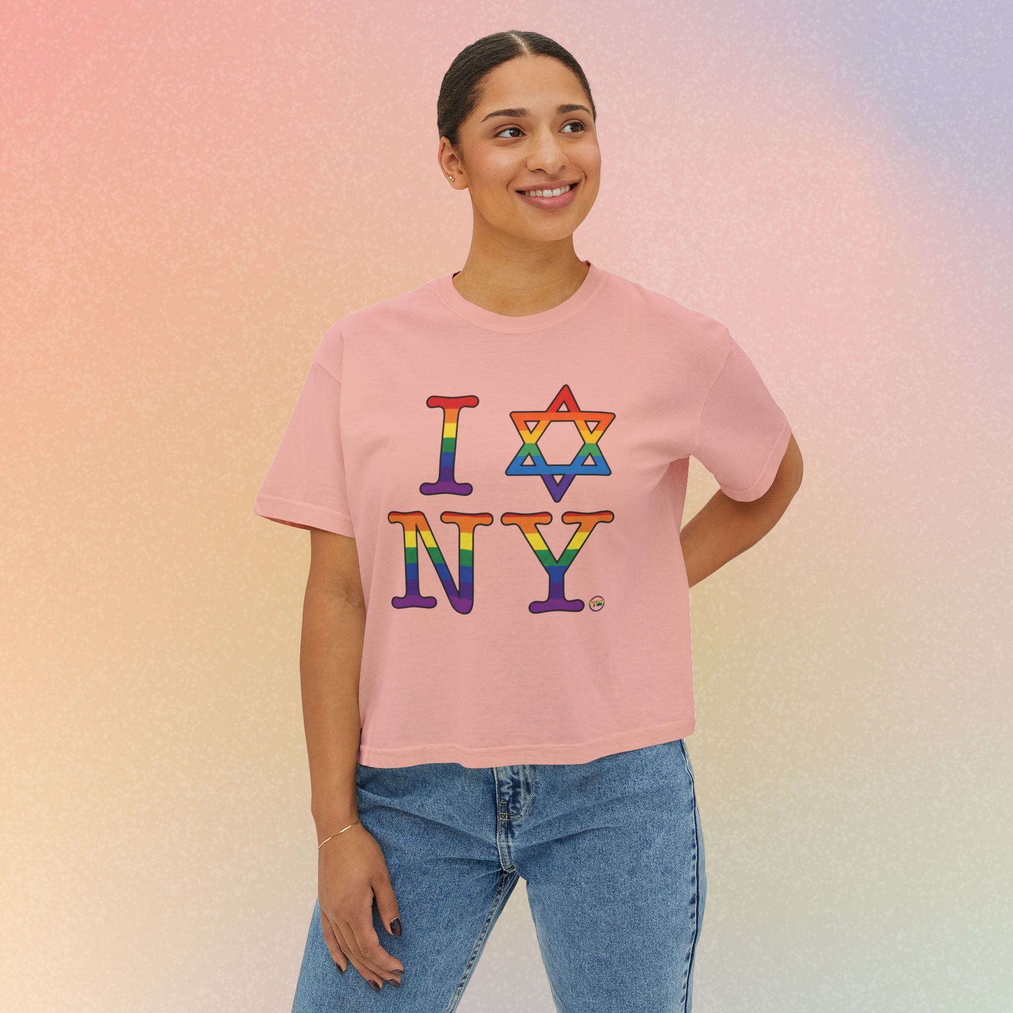 I Love NY Jewish Star LGBTQ Jewish Pride Women's Boxy Tee
