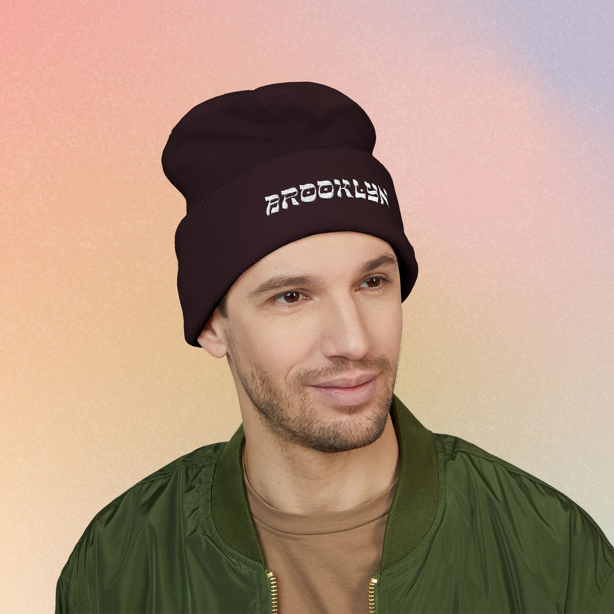 Brooklyn Hebrew Style Font Classic Cuffed Beanie (Embroidery)