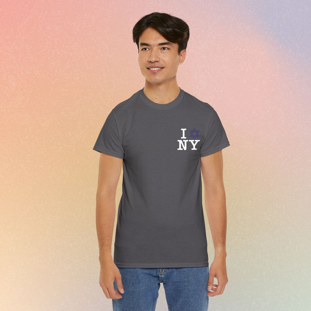 I Love NY Jewish Star Embroidered T-Shirt (Dark Colors) — Jewish NYC Pride