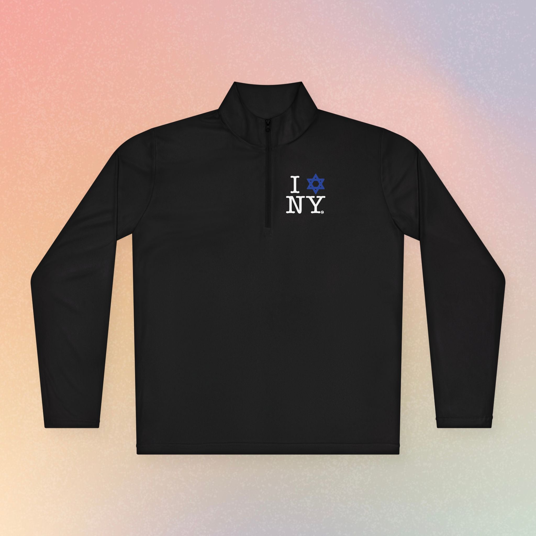 I Love NY Jewish Star Embroidered Quarter-Zip Pullover