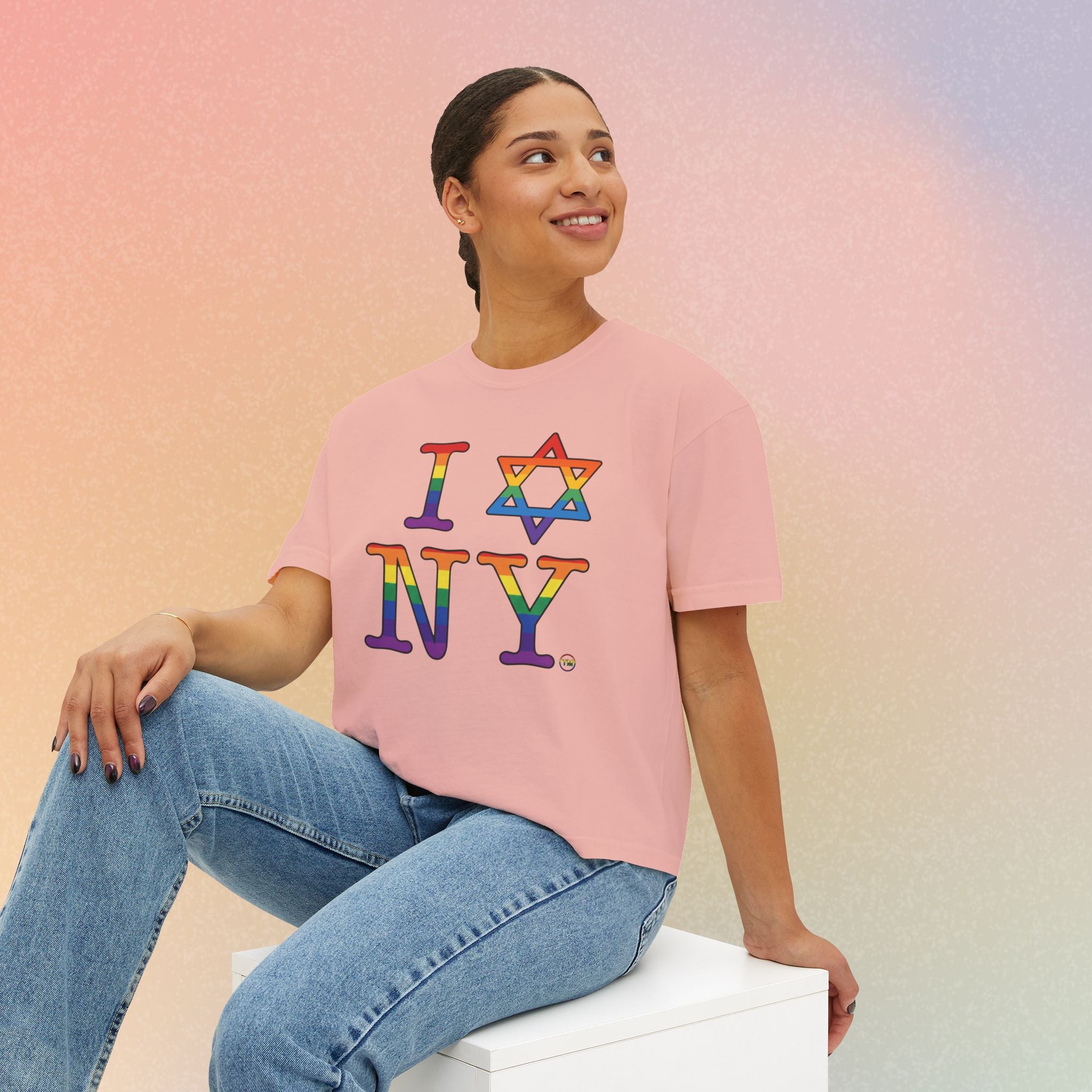 I Love NY Jewish Star LGBTQ Jewish Pride Women's Boxy Tee