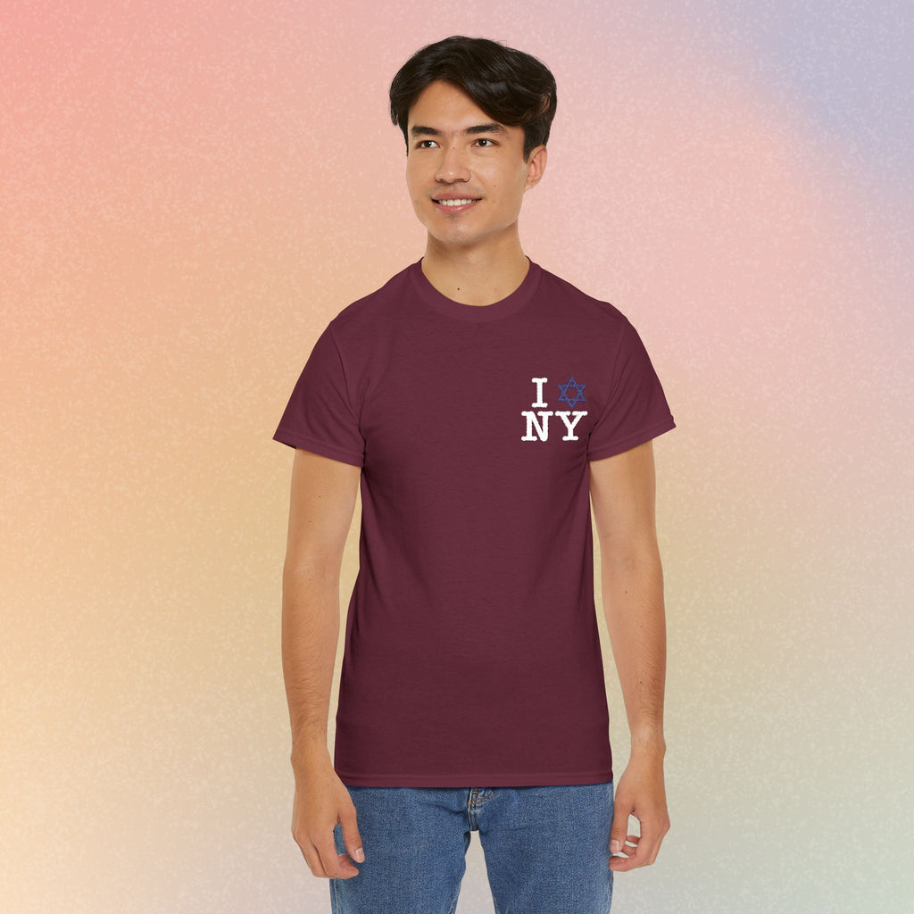I Love NY Jewish Star Embroidered T-Shirt (Dark Colors) — Jewish NYC Pride