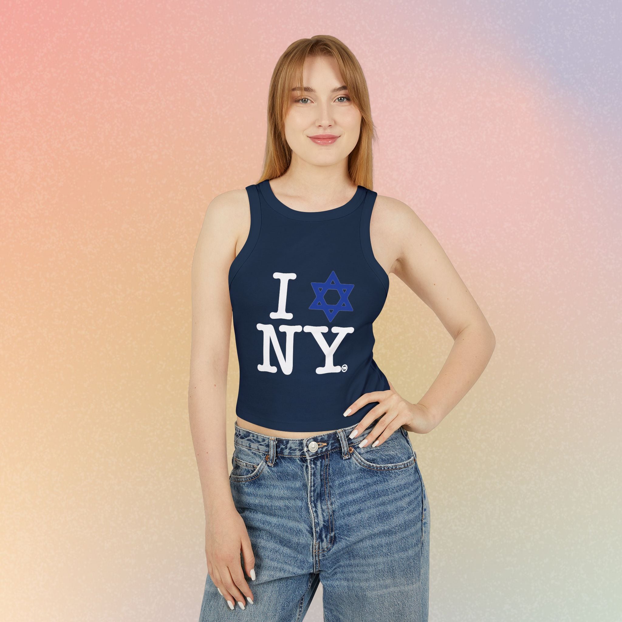 I Love New York Jewish Star Women's Micro Rib Racer Tank Top | New York Jewish Pride