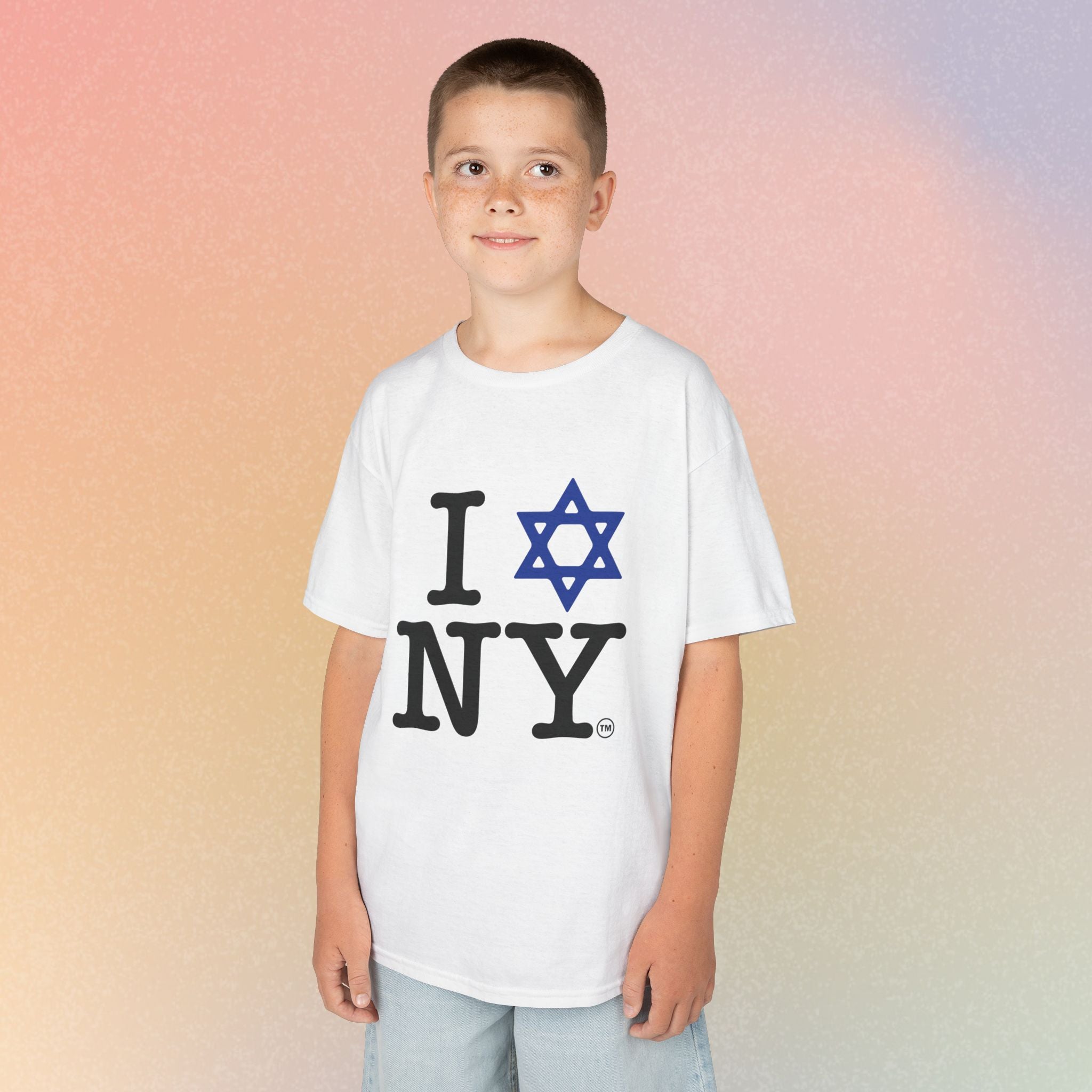 Kids I Jewish Star Love NY T-Shirt — Youth Jewish New York Pride Tee