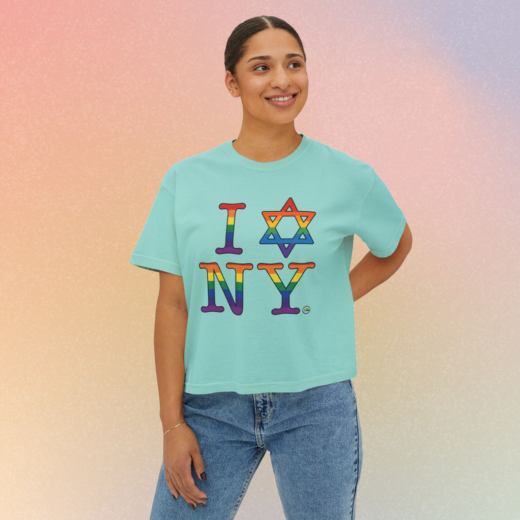 I Love NY Jewish Star LGBTQ Jewish Pride Women's Boxy Tee