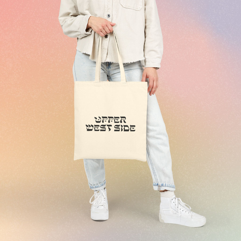 Upper West Side New York Hebrew Style Font Cotton Canvas Tote Bag