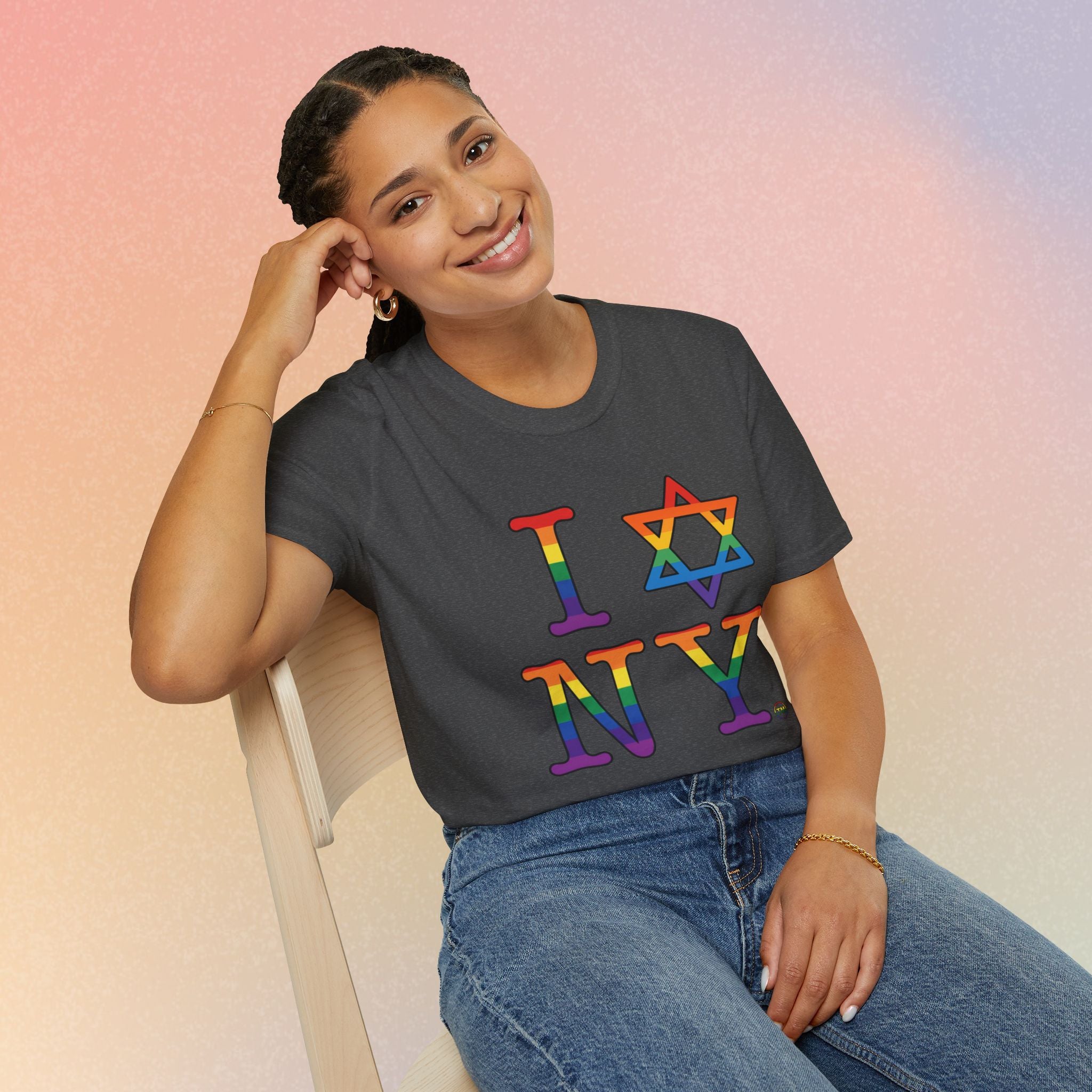 I Love NY Jewish Star LGBTQ Pride Unisex Softstyle T-Shirt