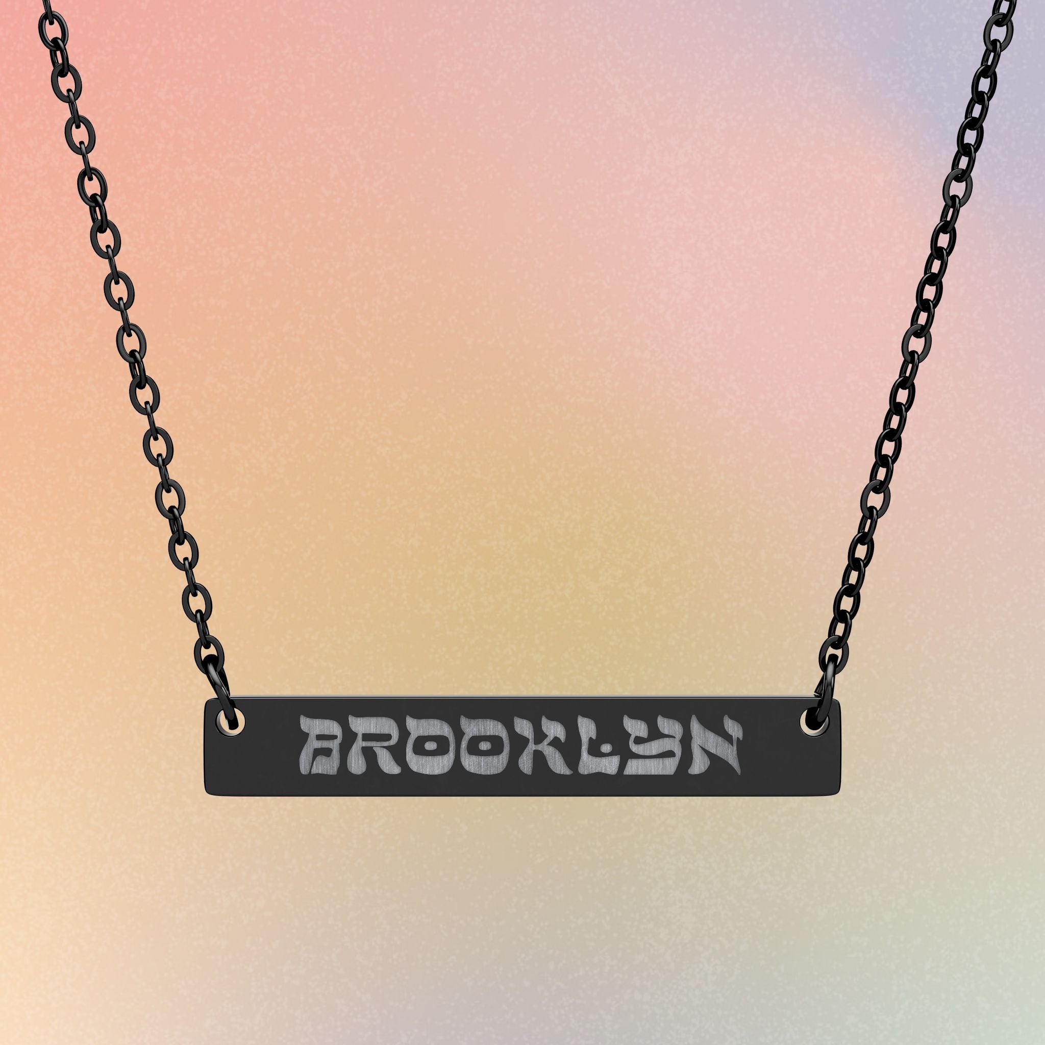 Brooklyn Engraved Bar Necklace | Horizontal Nameplate Necklace