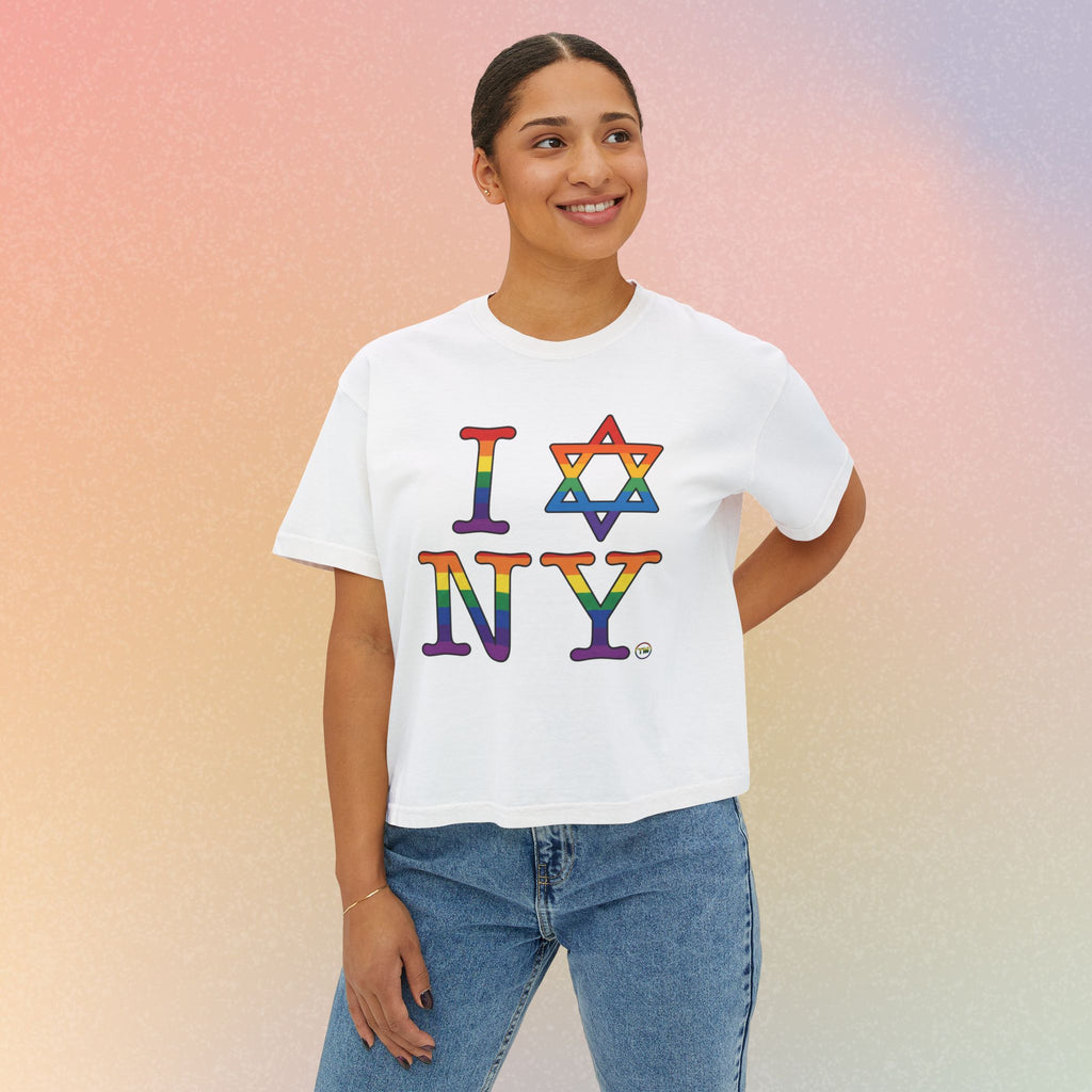 I Love NY Jewish Star LGBTQ Jewish Pride Women's Boxy Tee