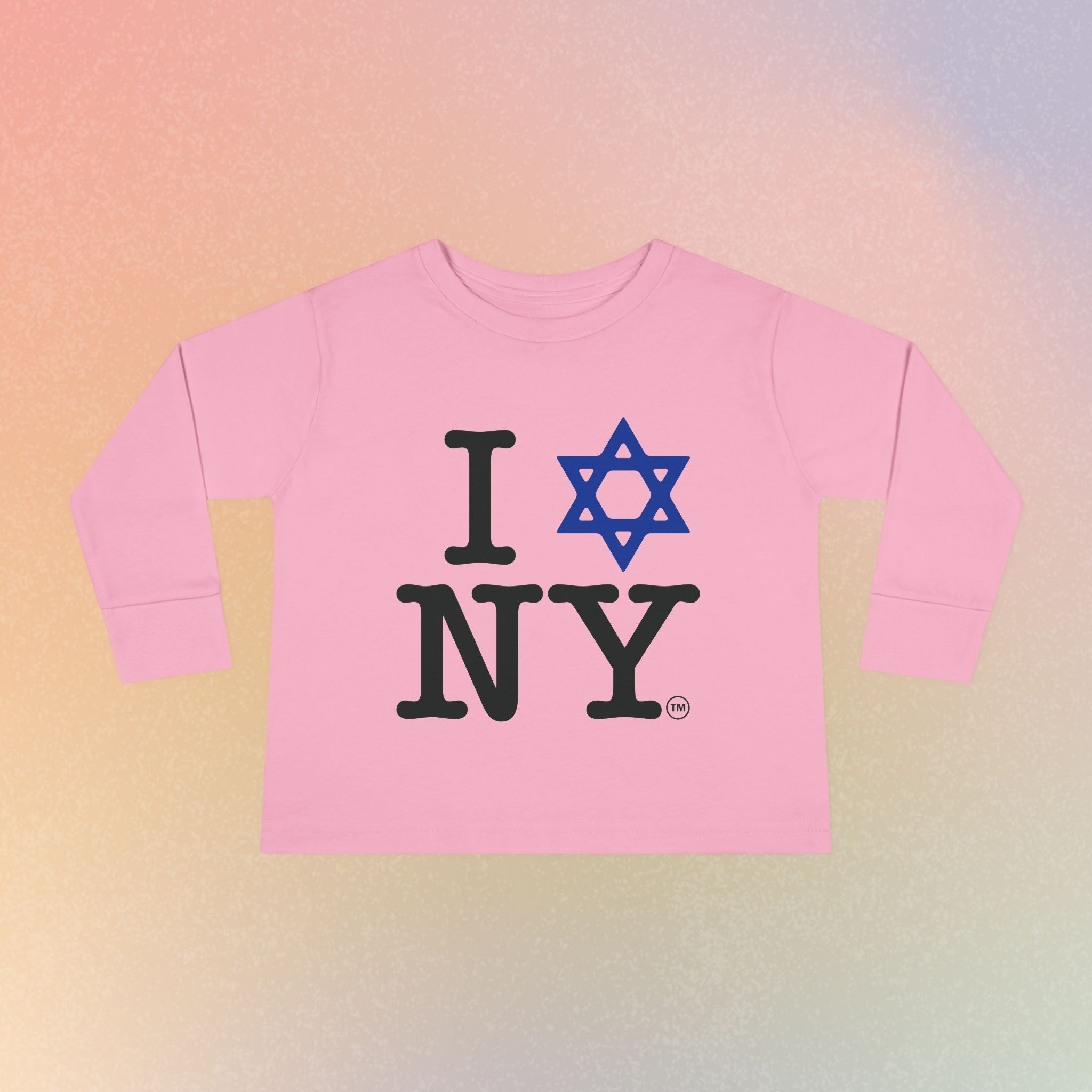 I Love NY Jewish Star Toddler Long Sleeve Tee | Jewish New York Pride Kids Shirt