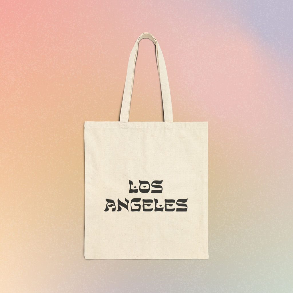 Los Angeles Hebrew Style Font Cotton Canvas Tote Bag - LA Jewish Pride