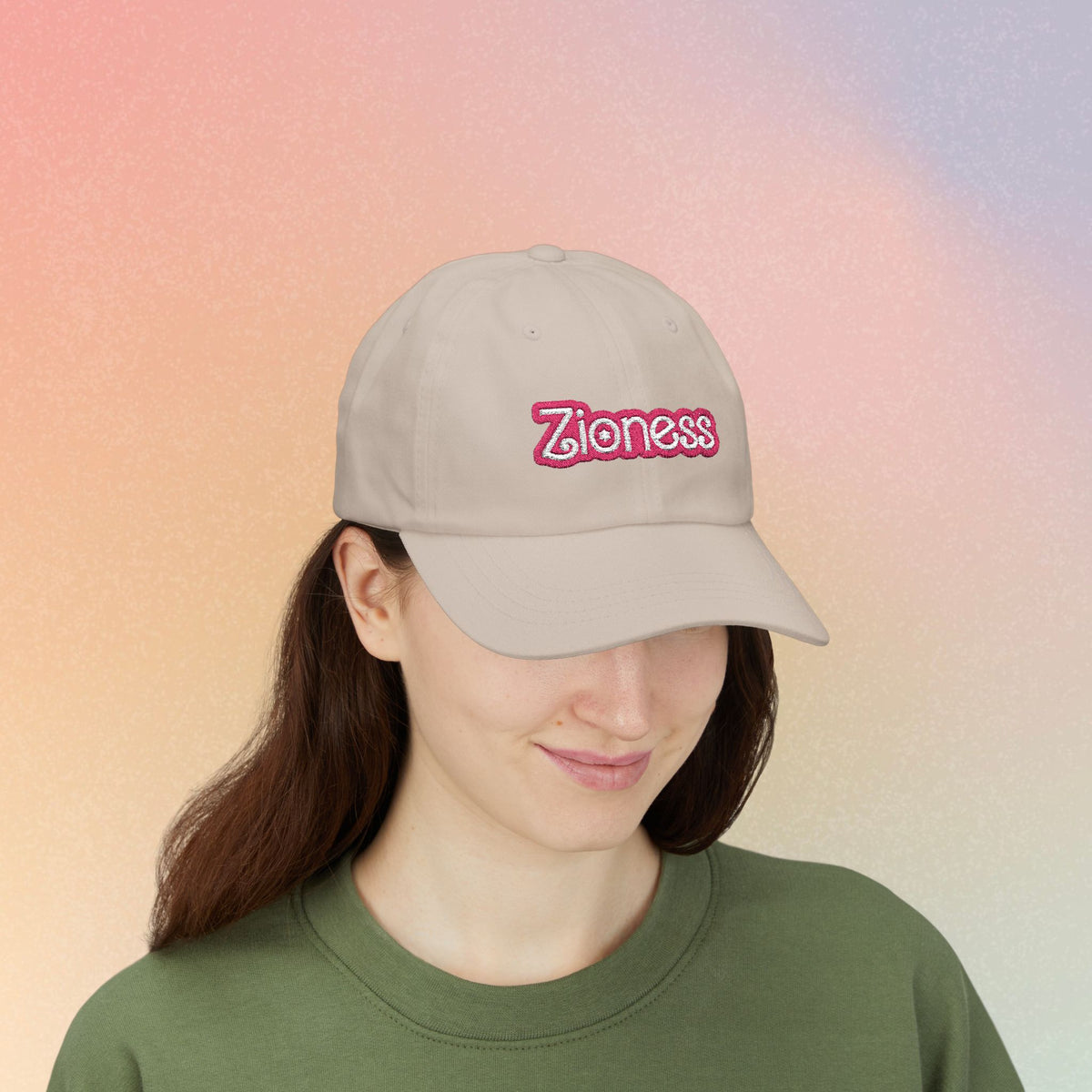 Zioness Embroidered Baseball Cap – Pink Barbie Font Jewish Pride Baseball Hat