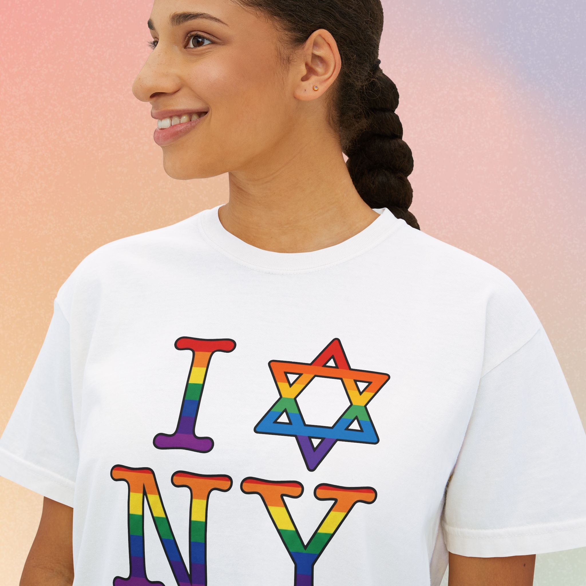 I Love NY Jewish Star LGBTQ Jewish Pride Women's Boxy Tee