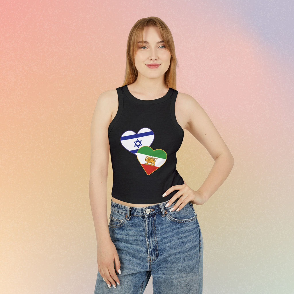 Persian Israeli Flag Hearts Women's Tank Top | Dual Flag Love Racerback
