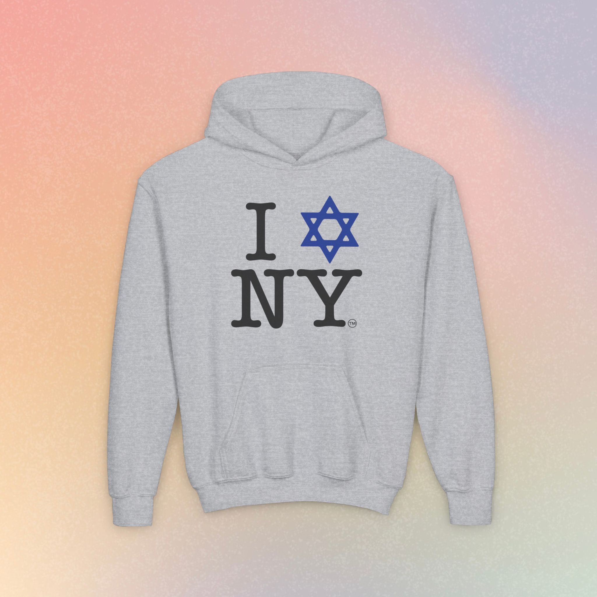 Youth Size I Love NY Jewish Star Hoodie | Jewish New York Pride Sweatshirt