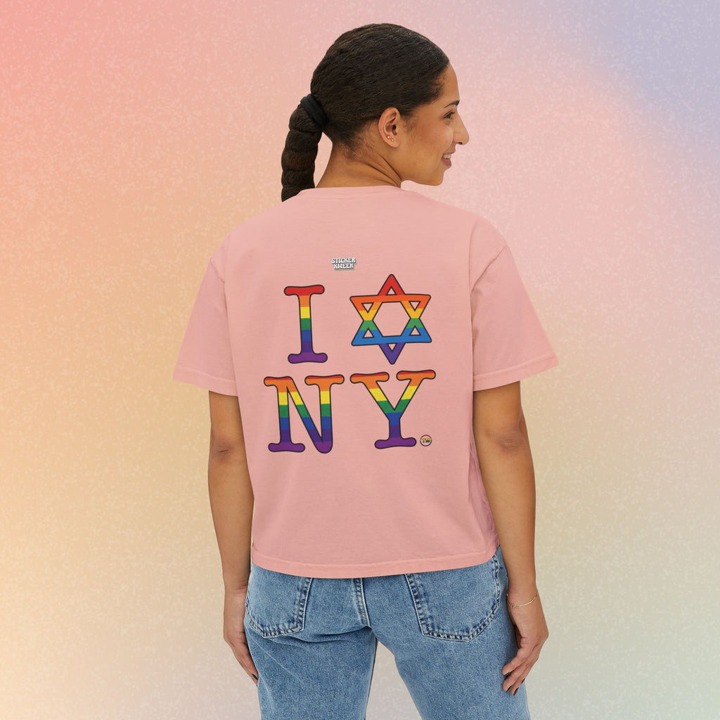 I Love NY Jewish Star LGBTQ Jewish Pride Women's Boxy Tee