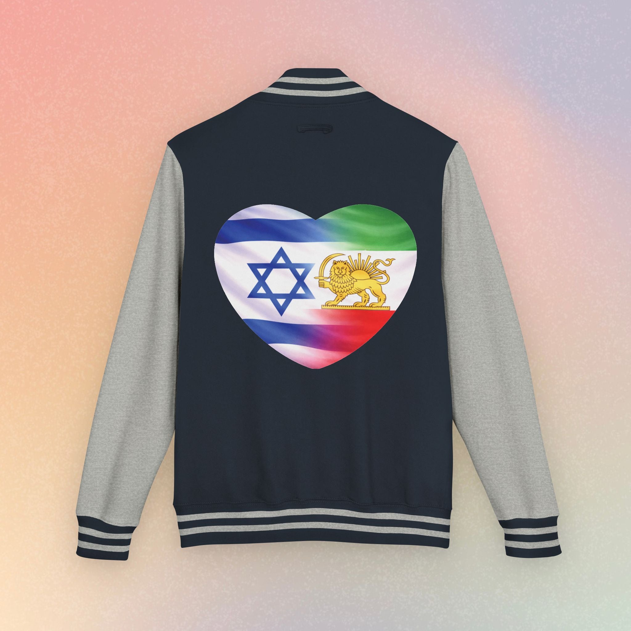 Persian Israeli Heart Flag Letterman Jacket | Varsity Jacket