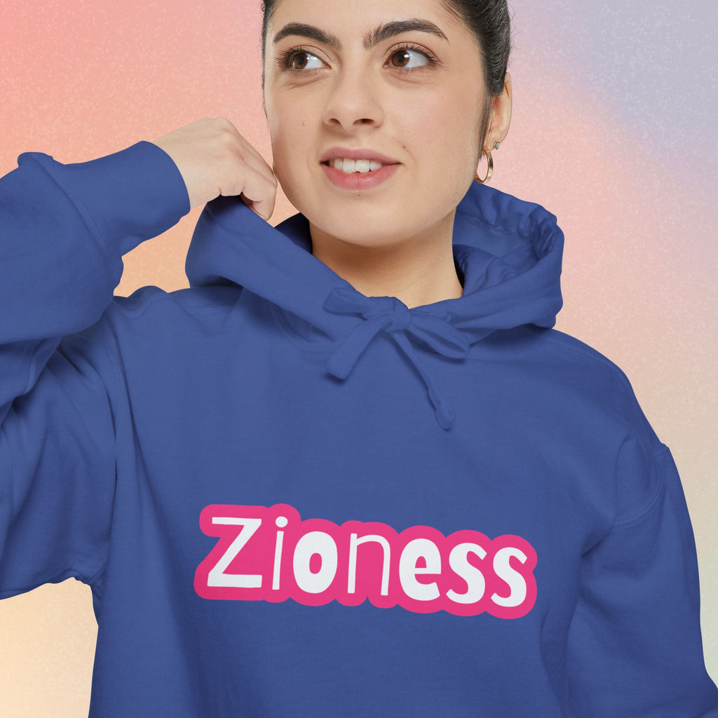 Zioness Hoodie — Pink Retro Logo Pullover