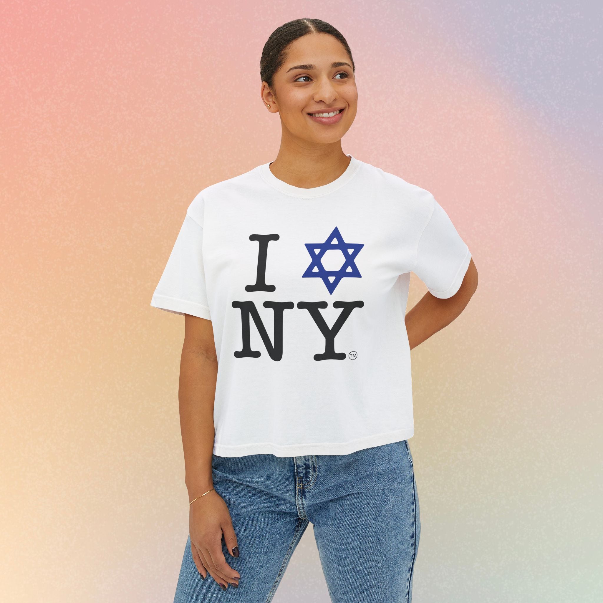 I Love NY Jewish Star Women's Boxy Tee — Jewish New York Pride T‑Shirt