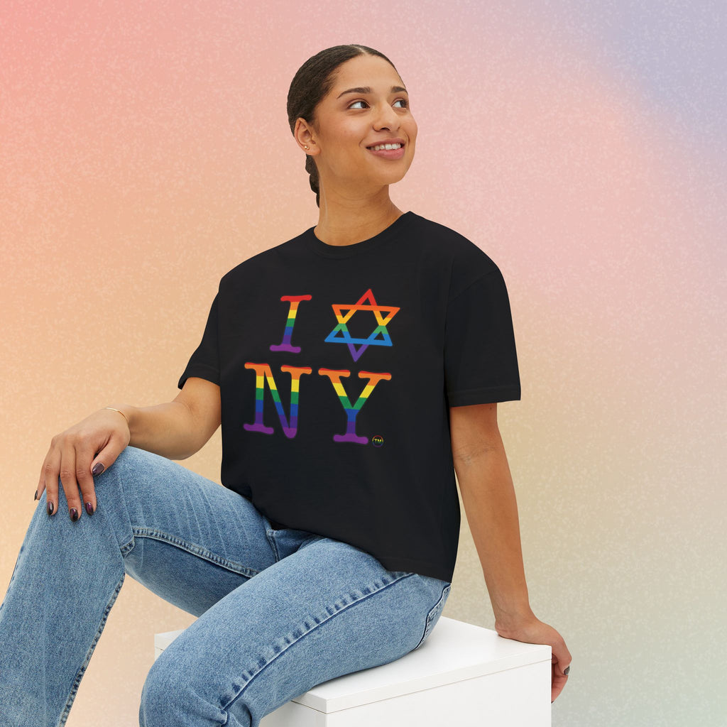 I Love NY Jewish Star LGBTQ Jewish Pride Women's Boxy Tee