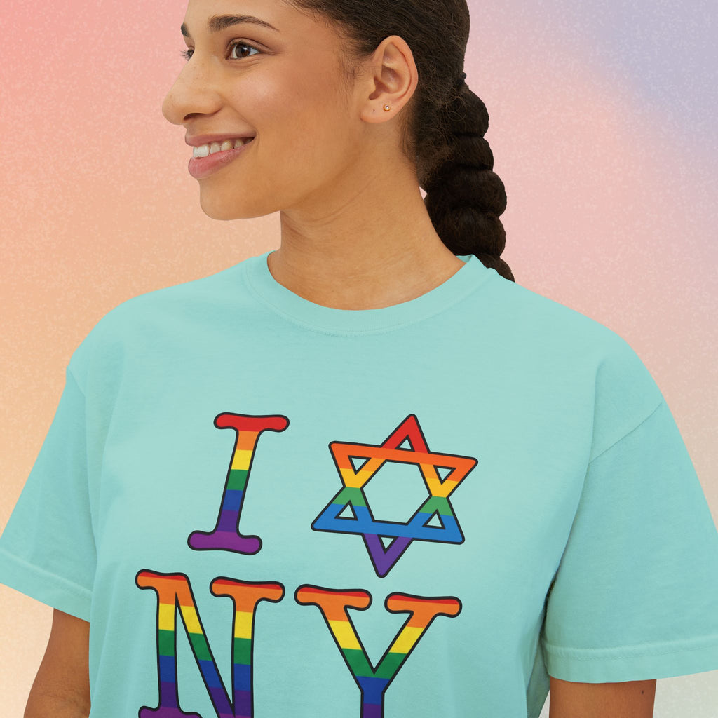 I Love NY Jewish Star LGBTQ Jewish Pride Women's Boxy Tee
