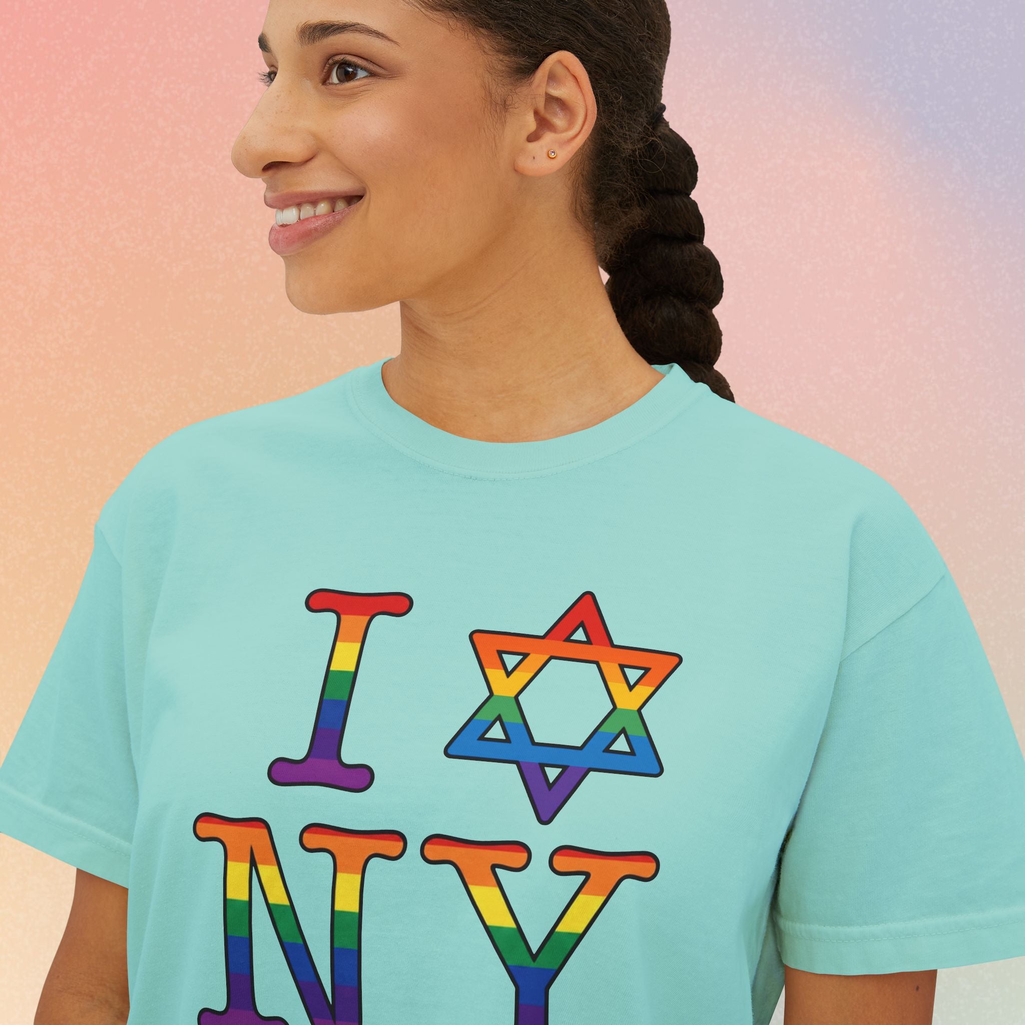 I Love NY Jewish Star LGBTQ Jewish Pride Women's Boxy Tee