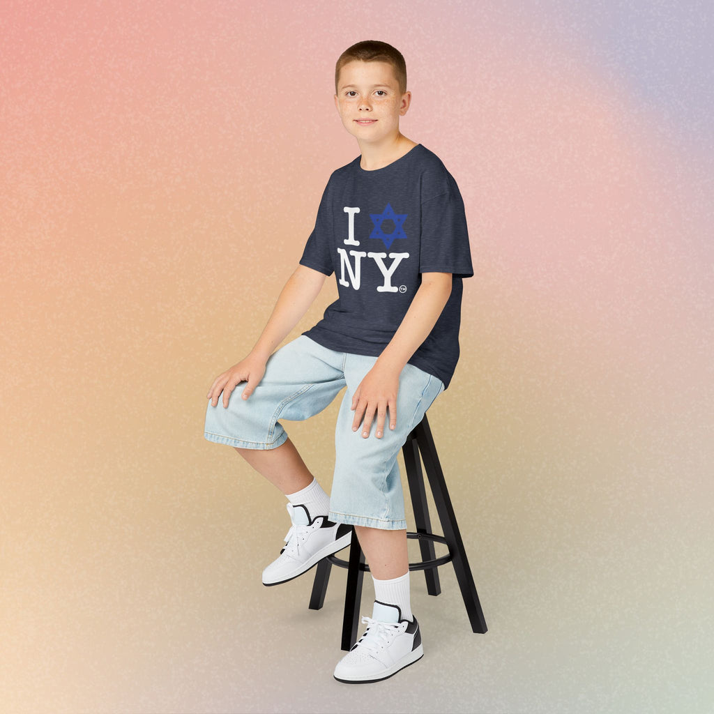 Kids I Jewish Star Love NY T-Shirt — Youth Jewish New York Pride Tee