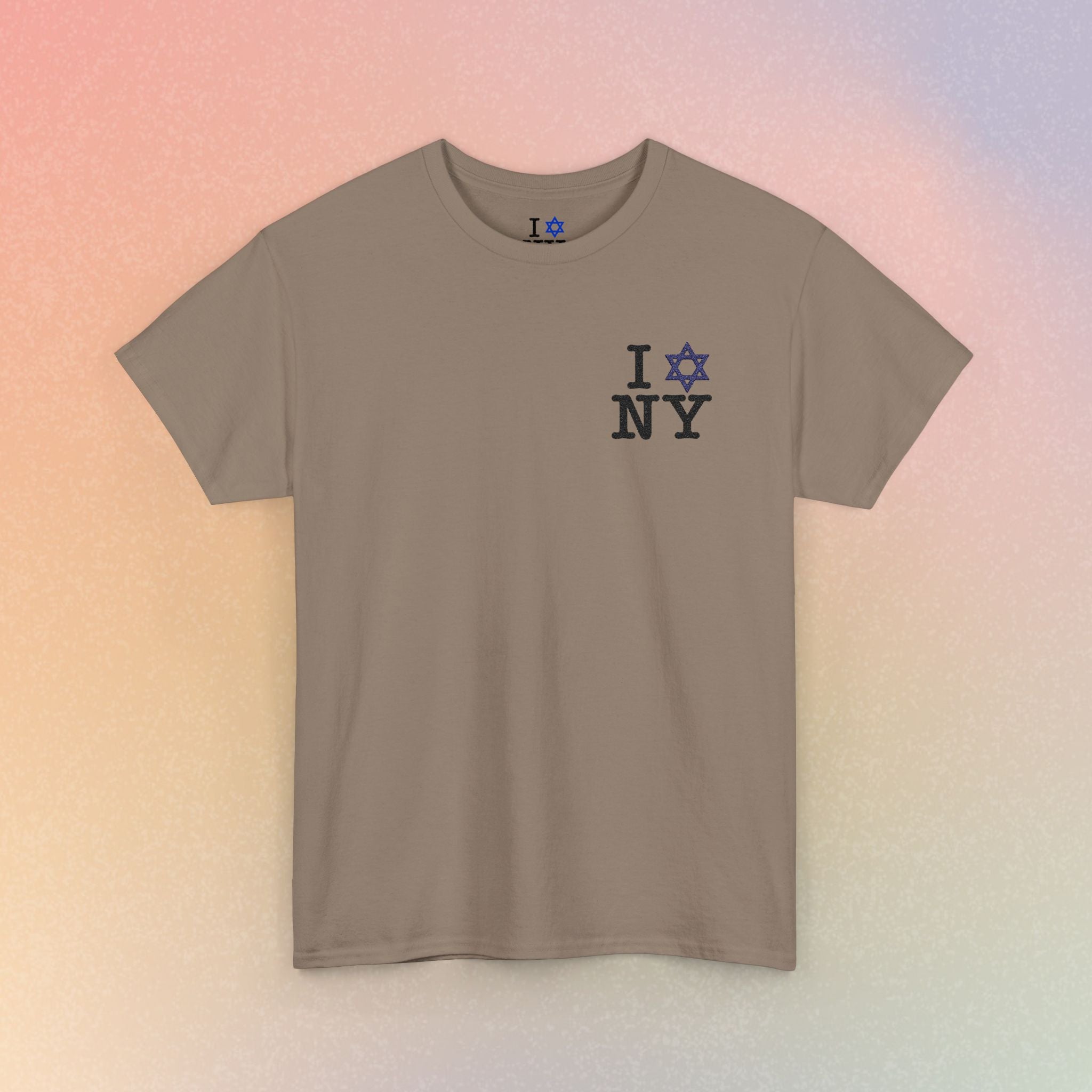 I Love NY Jewish Star Embroidered T-Shirt (Light Colors) | Jewish New York Tee