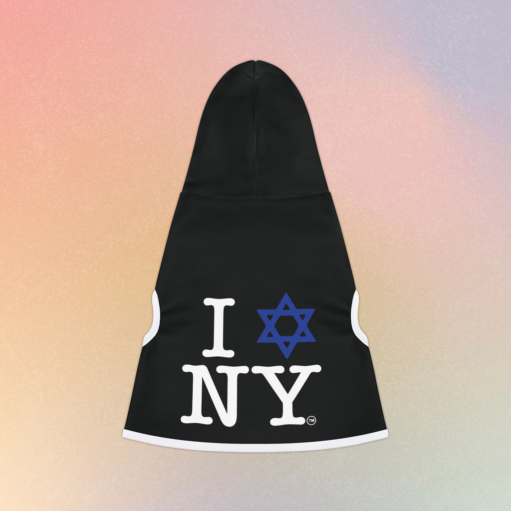 I Love NY Jewish Star (BLACK) Pet Hoodie | Jewish Pride Dog Hoodie