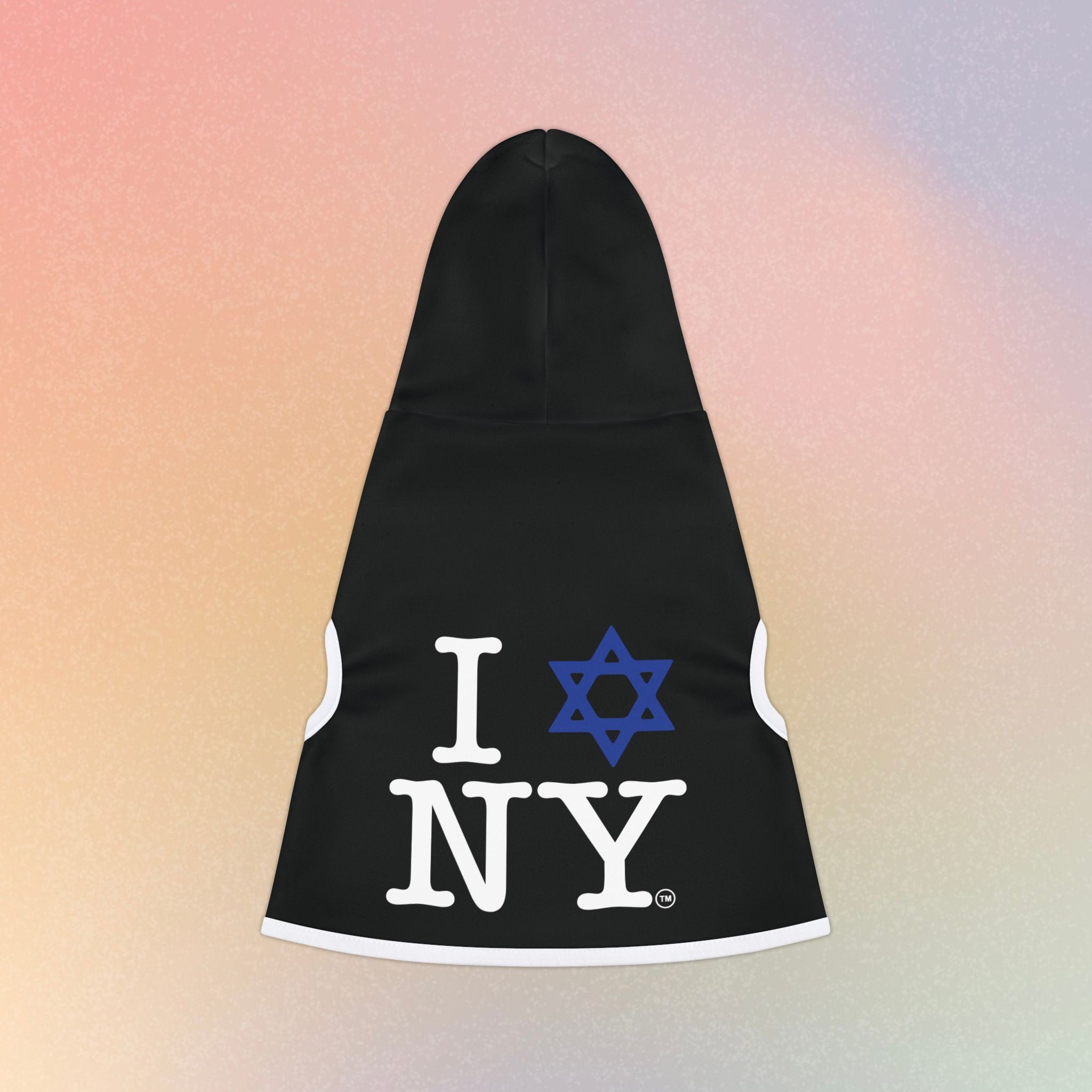 I Love NY Jewish Star (BLACK) Pet Hoodie | Jewish Pride Dog Hoodie