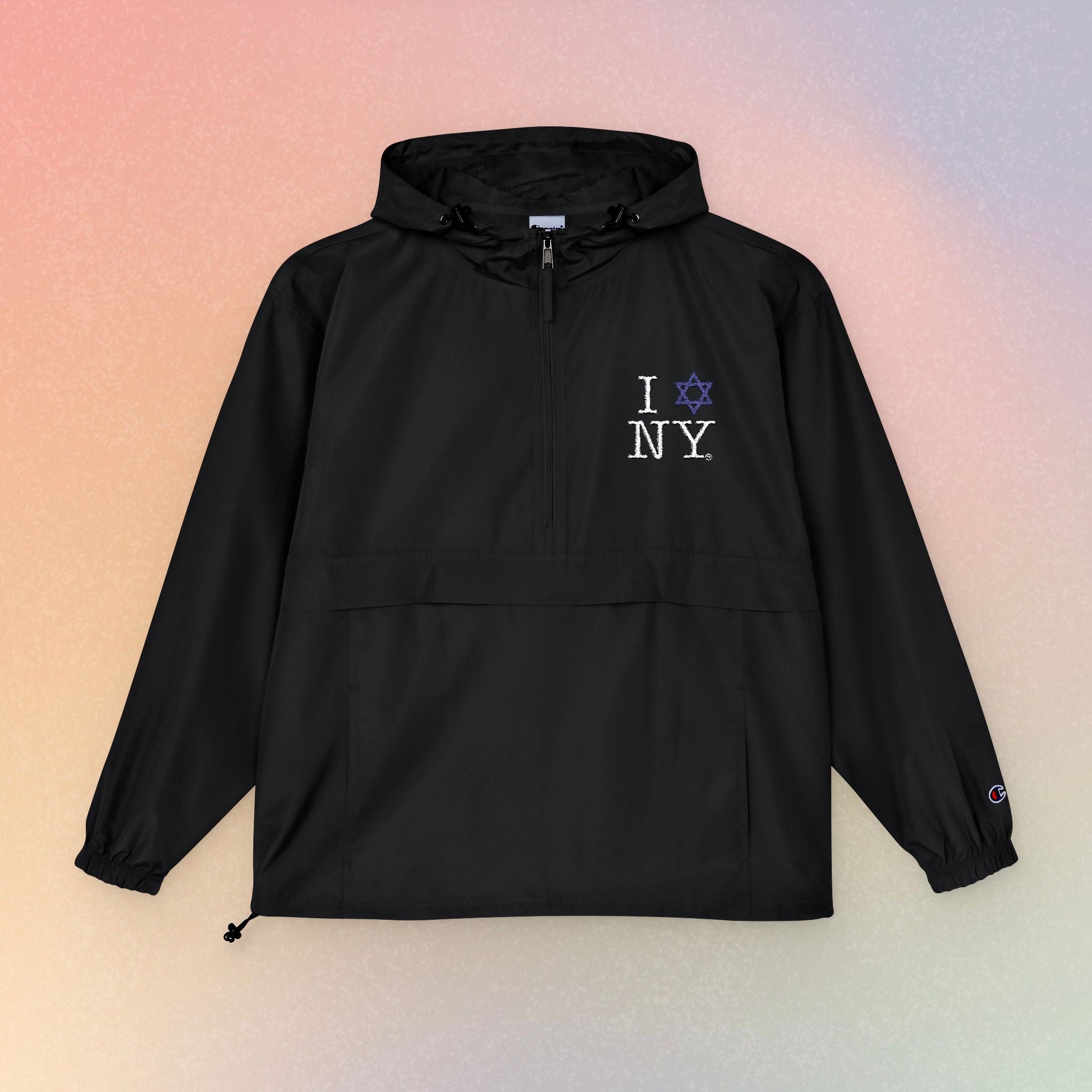 I Love NY Jewish Star Embroidered Champion Waterproof Anorak Jacket