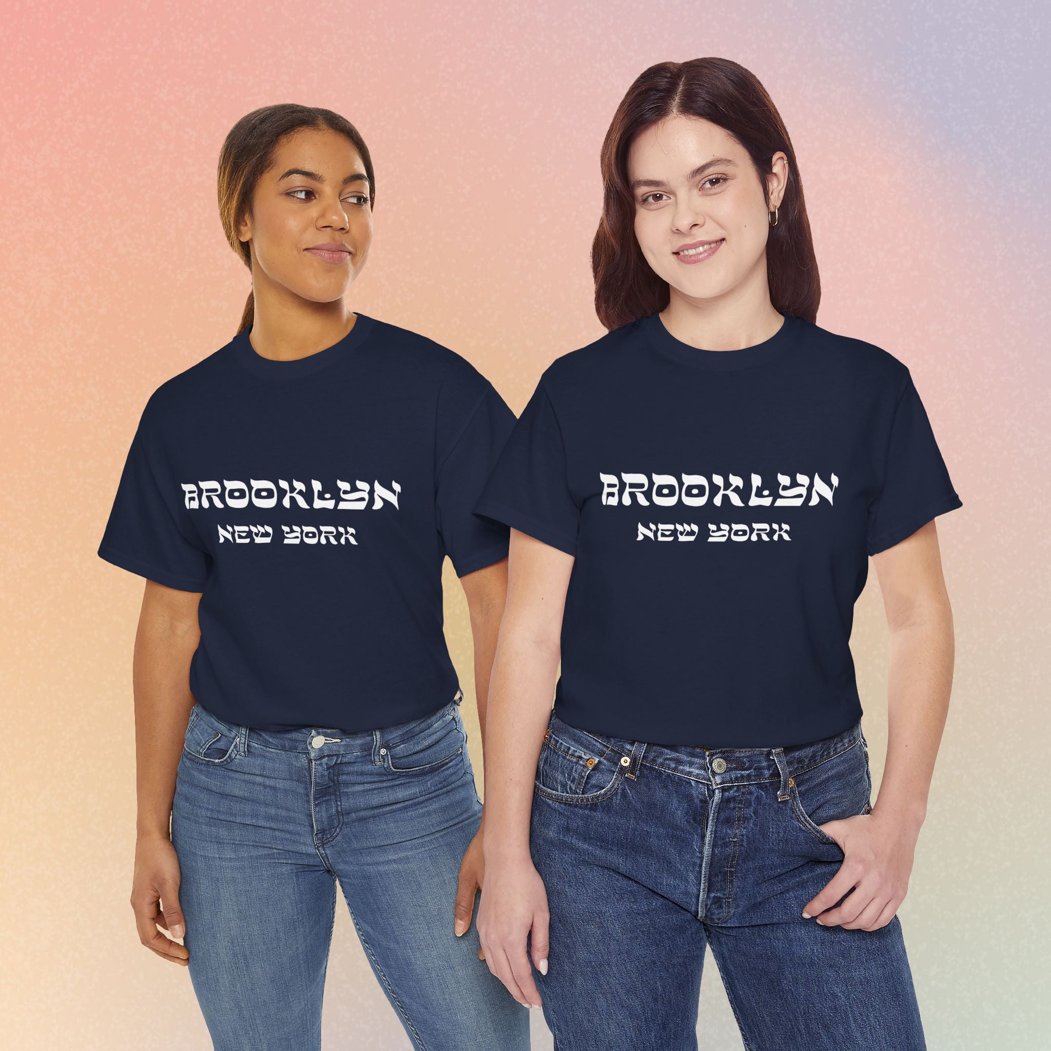 Brooklyn New York Hebrew Script - Unisex Heavy Cotton Tee