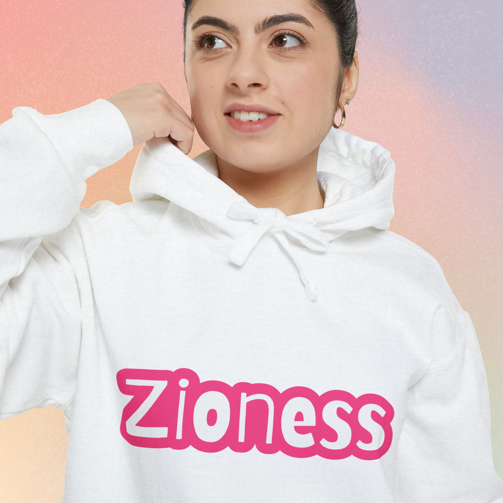 Zioness Hoodie — Pink Retro Logo Pullover