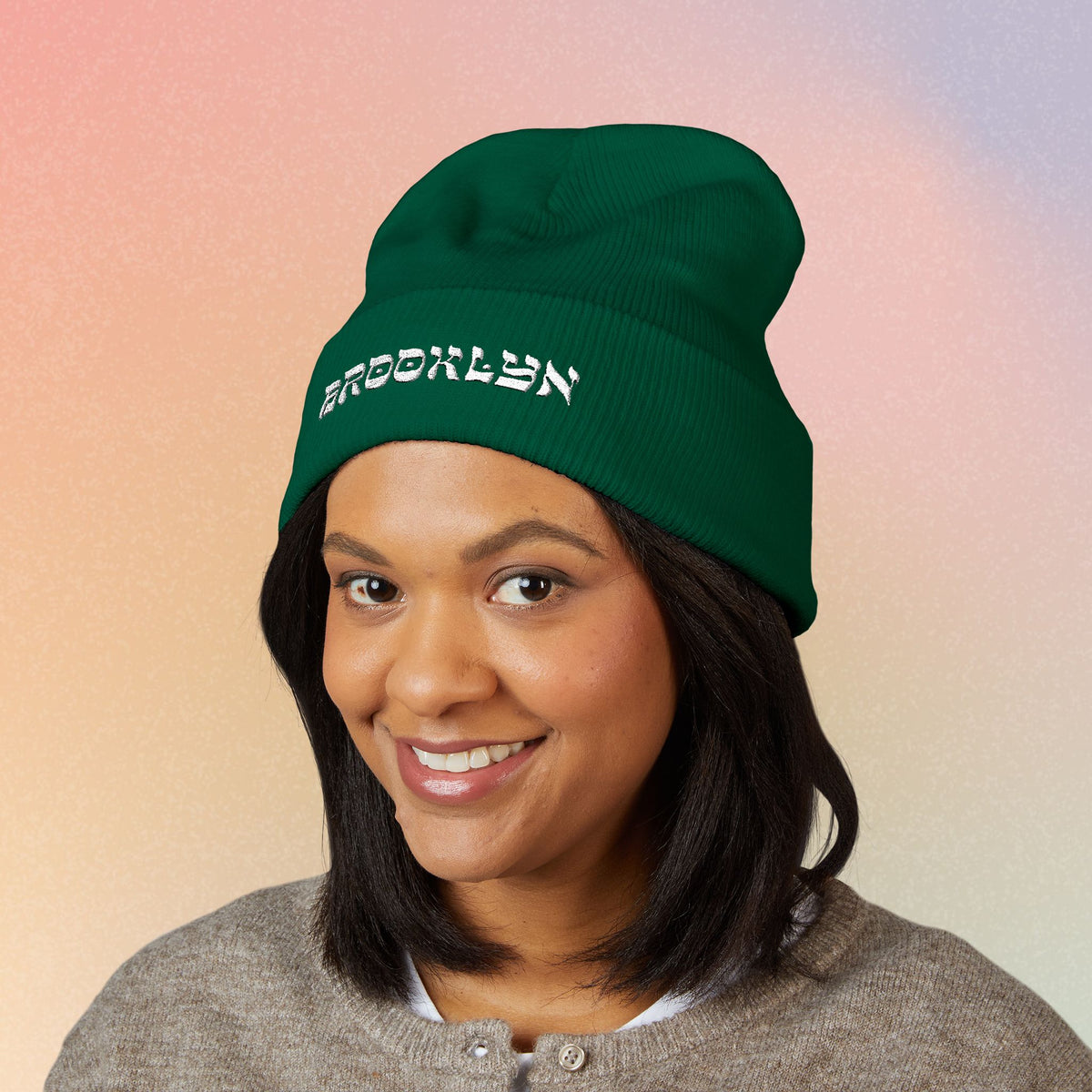Brooklyn Hebrew Style Font Classic Cuffed Beanie (Embroidery)
