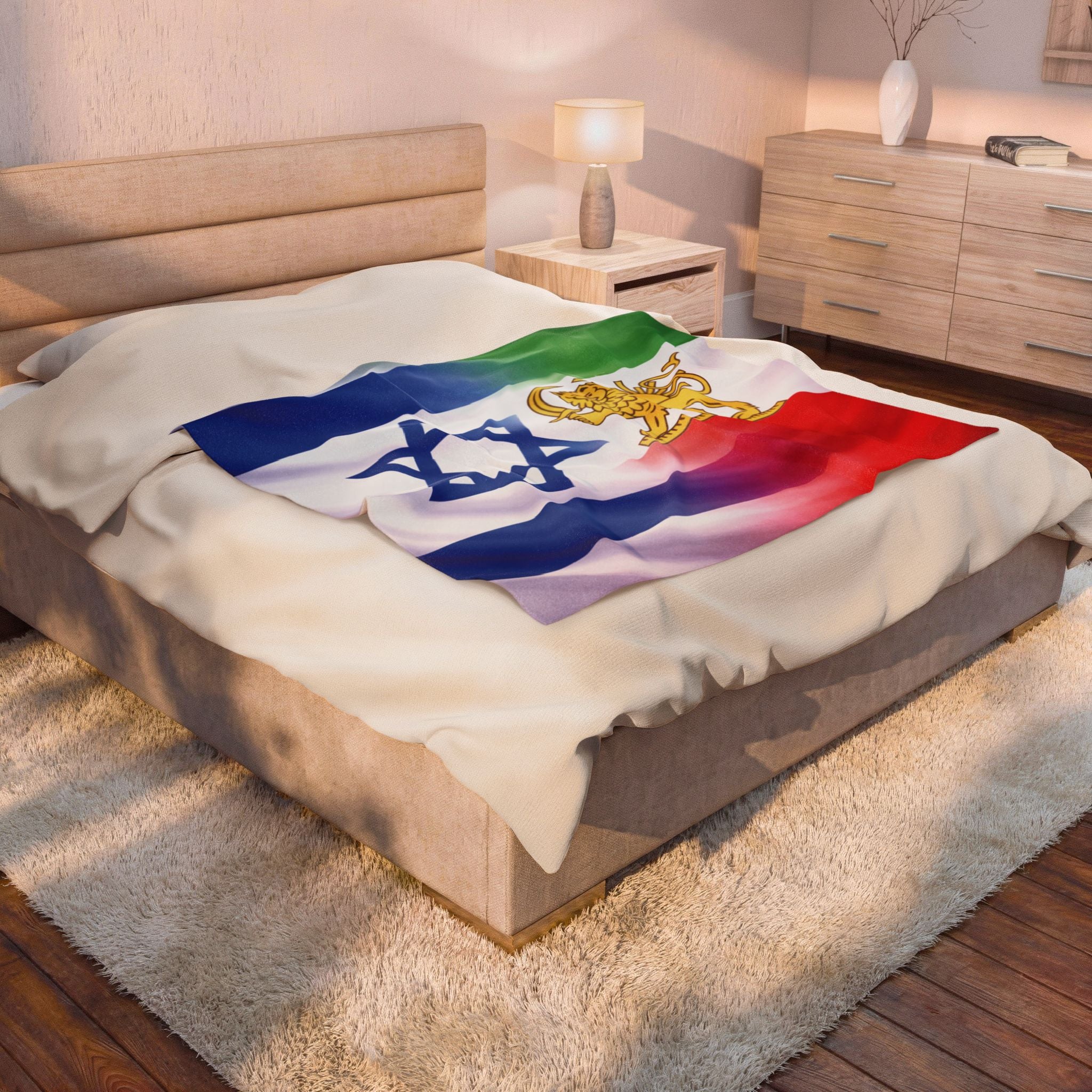 Persian Israeli Flag Blanket | Velveteen Plush Blanket