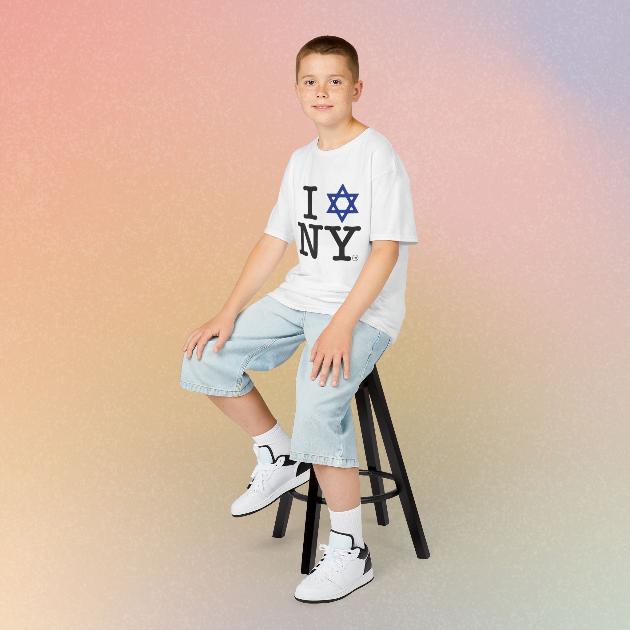 Kids I Jewish Star Love NY T-Shirt — Youth Jewish New York Pride Tee